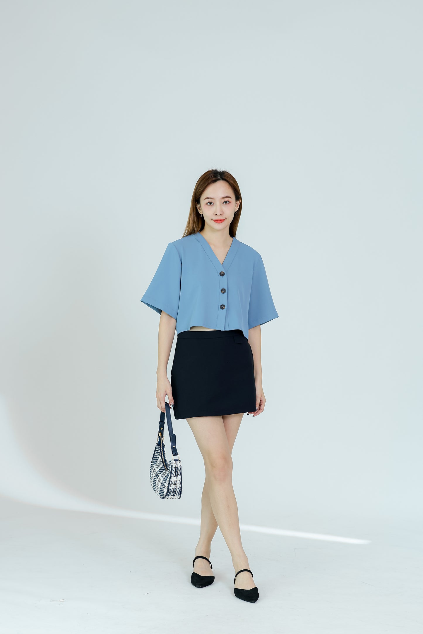 Hillary Bell Sleeve Top - Steel Blue