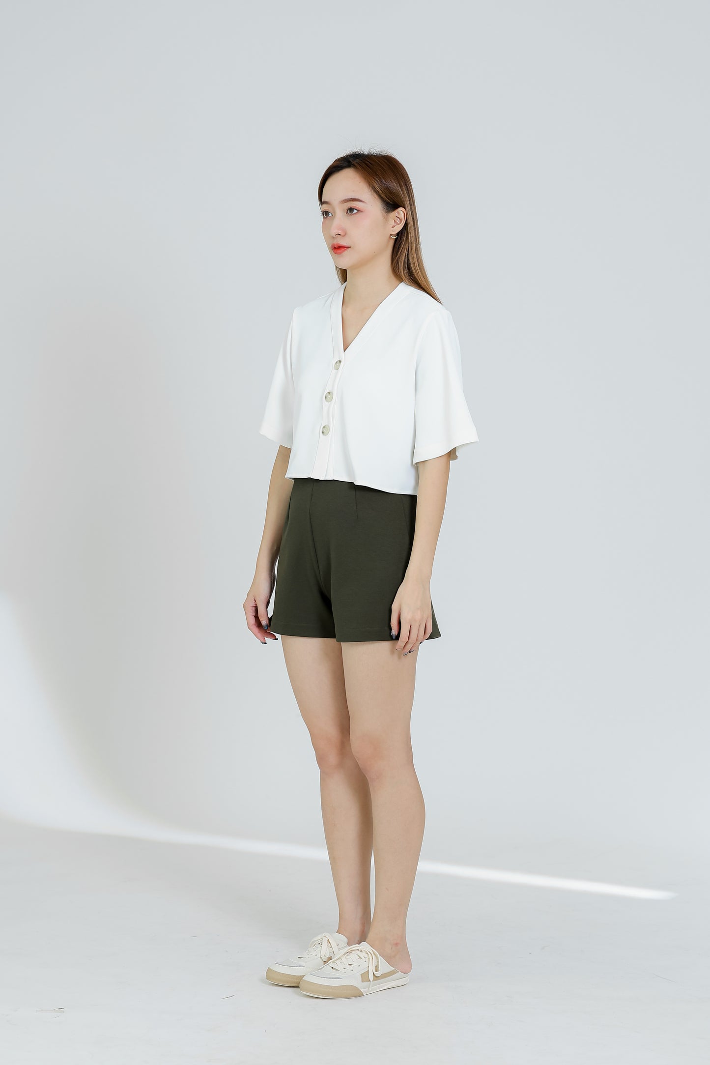 Hillary Bell Sleeve Top - White