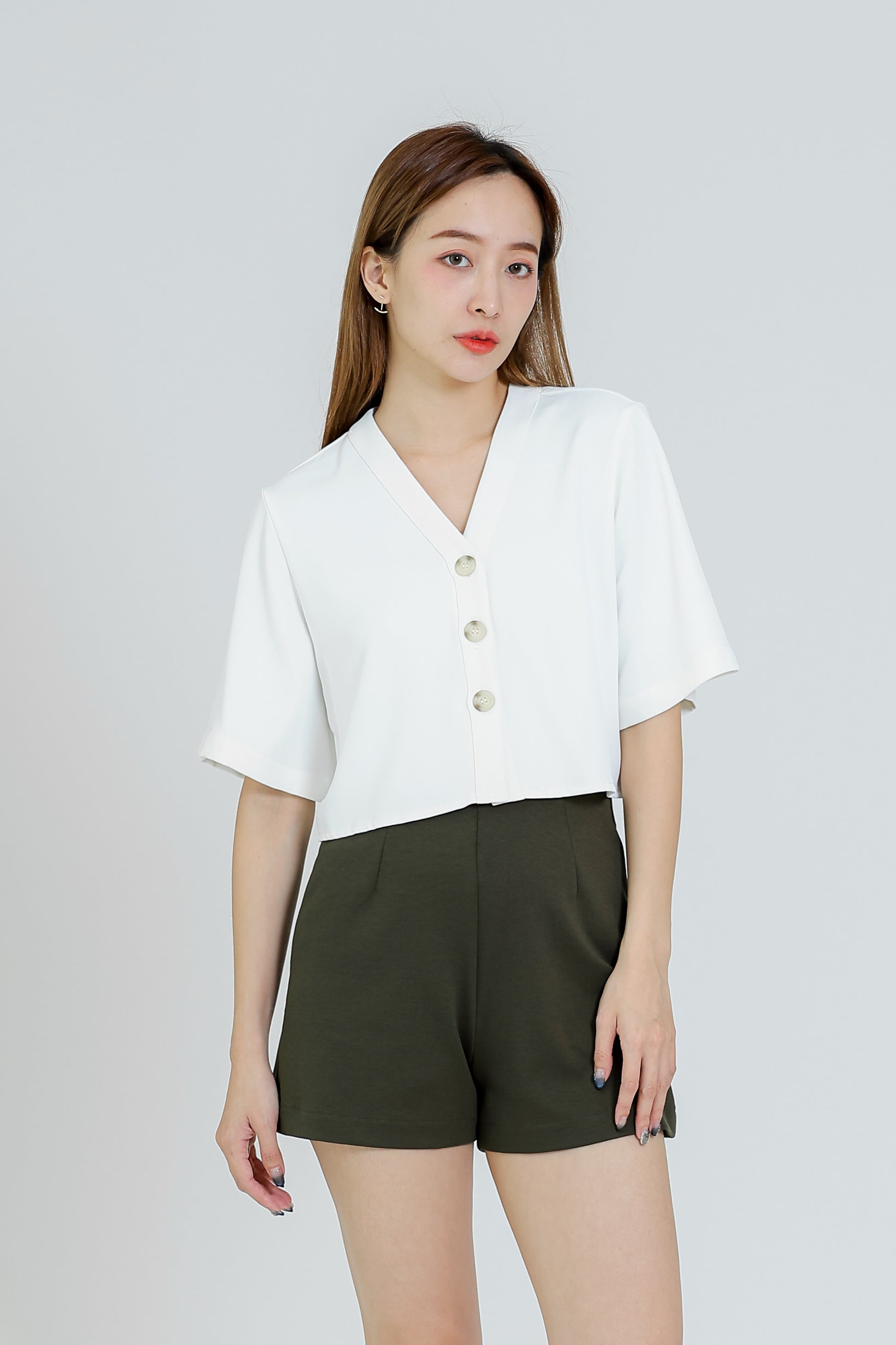 Hillary Bell Sleeve Top - White