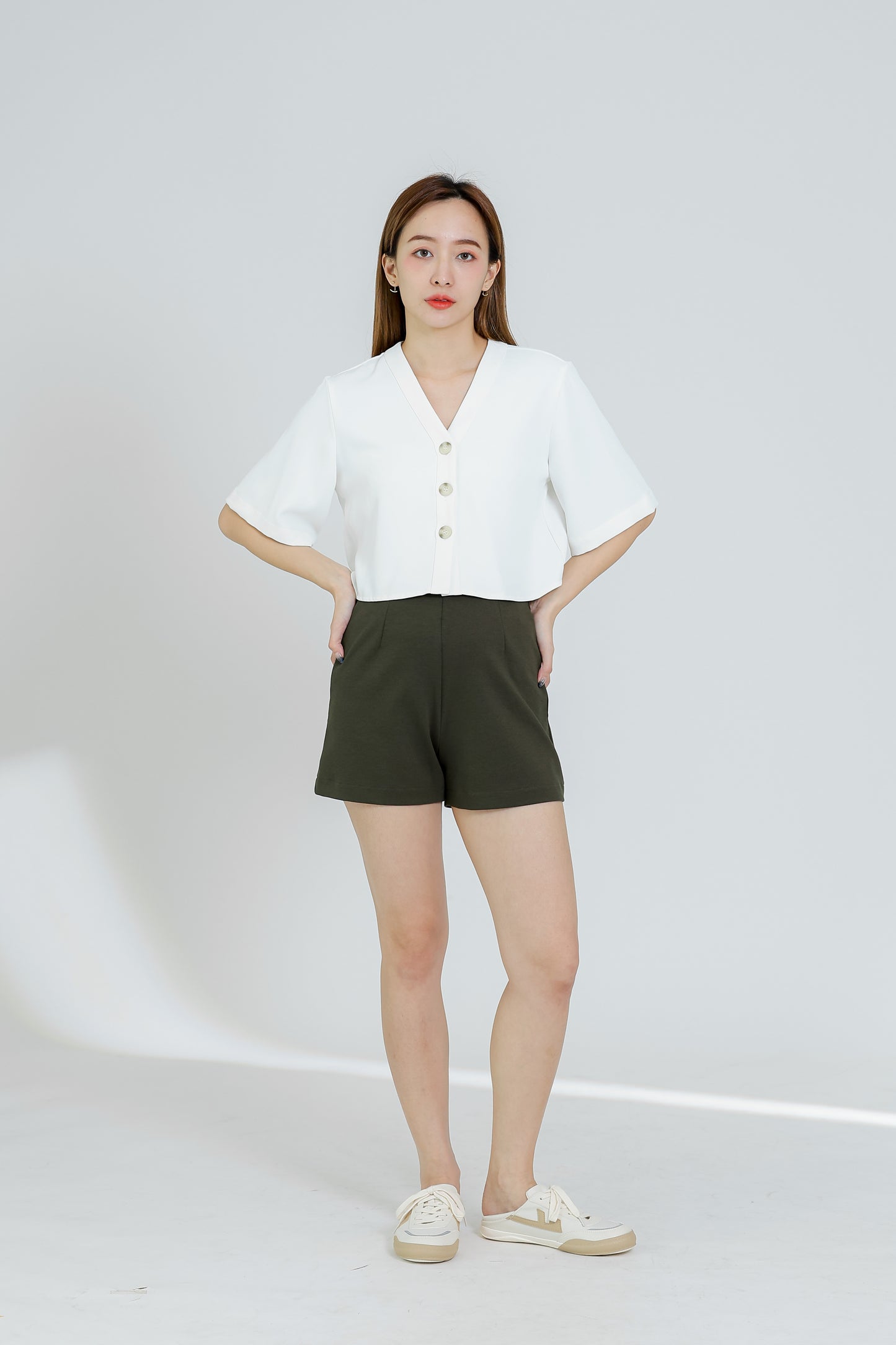 Hillary Bell Sleeve Top - White