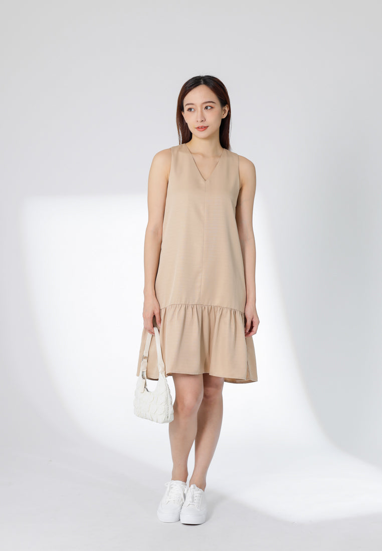 Hova Ruffles Shift Dress - Khaki