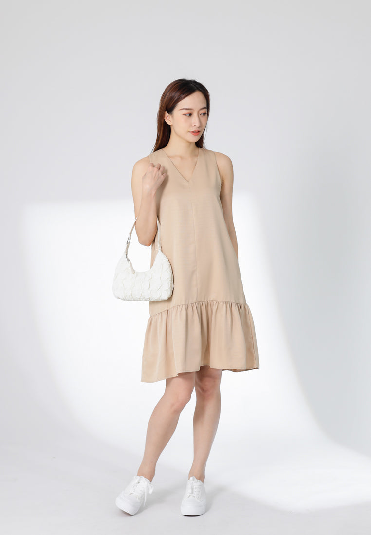 Hova Ruffles Shift Dress - Khaki