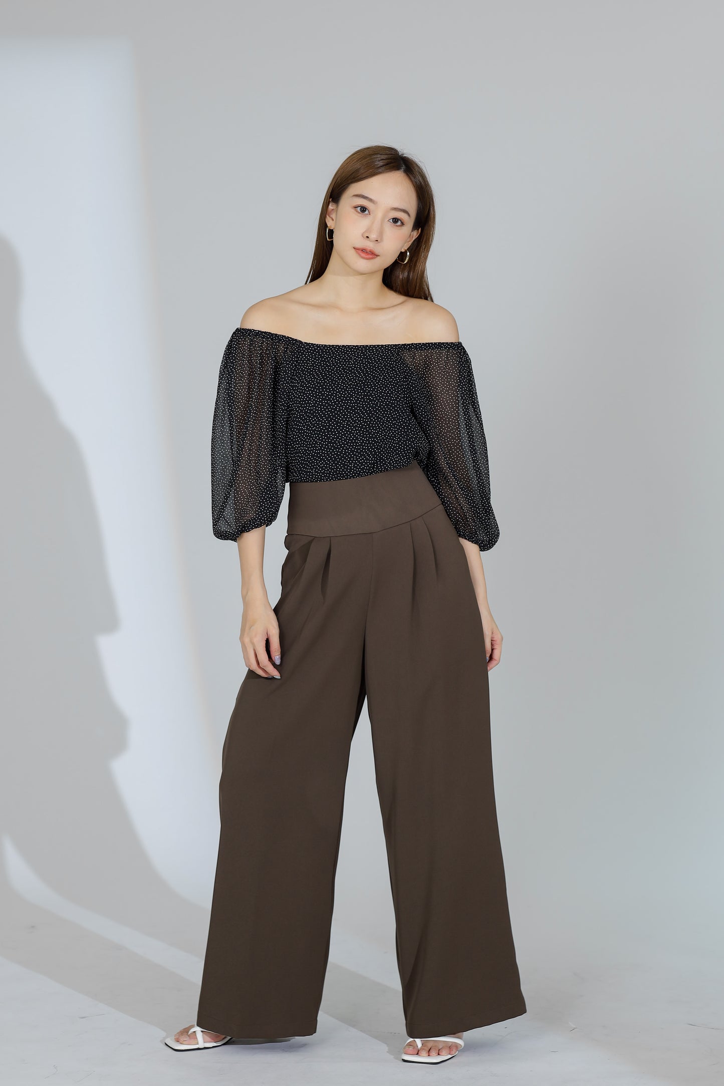 Idina Wide Waistband Pant - Dark Brown