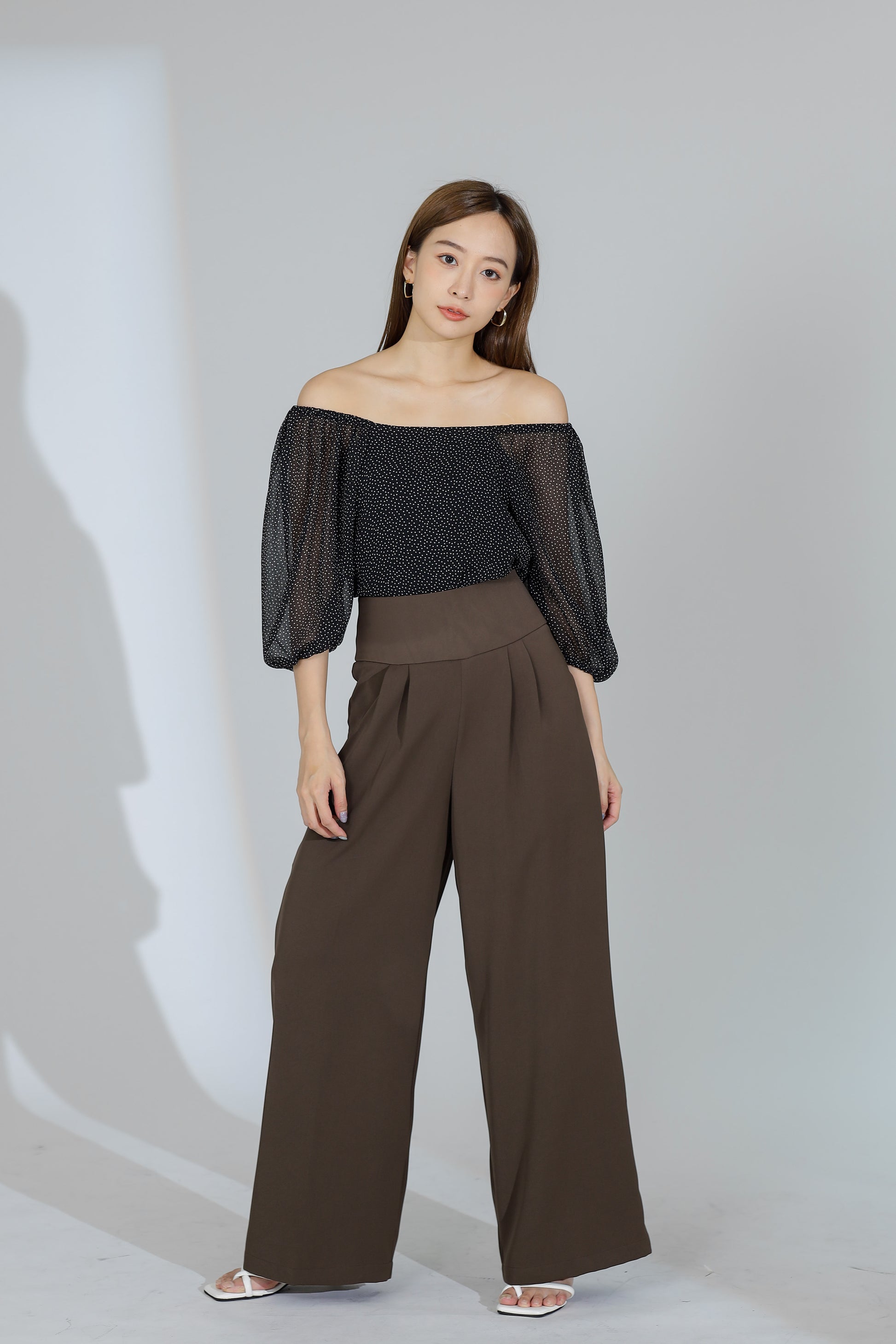 Idina Wide Waistband Pant - Dark Brown