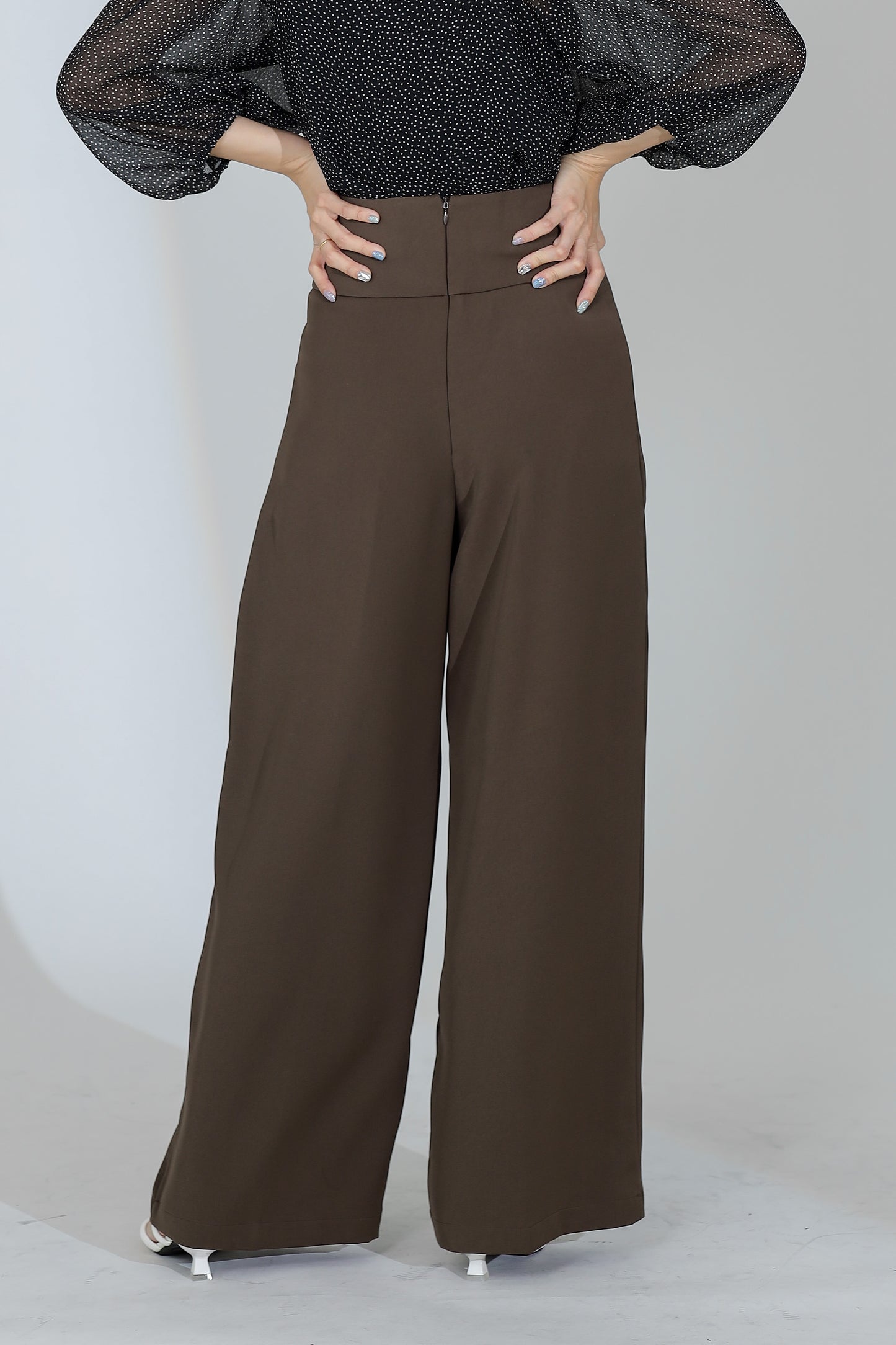Idina Wide Waistband Pant - Dark Brown