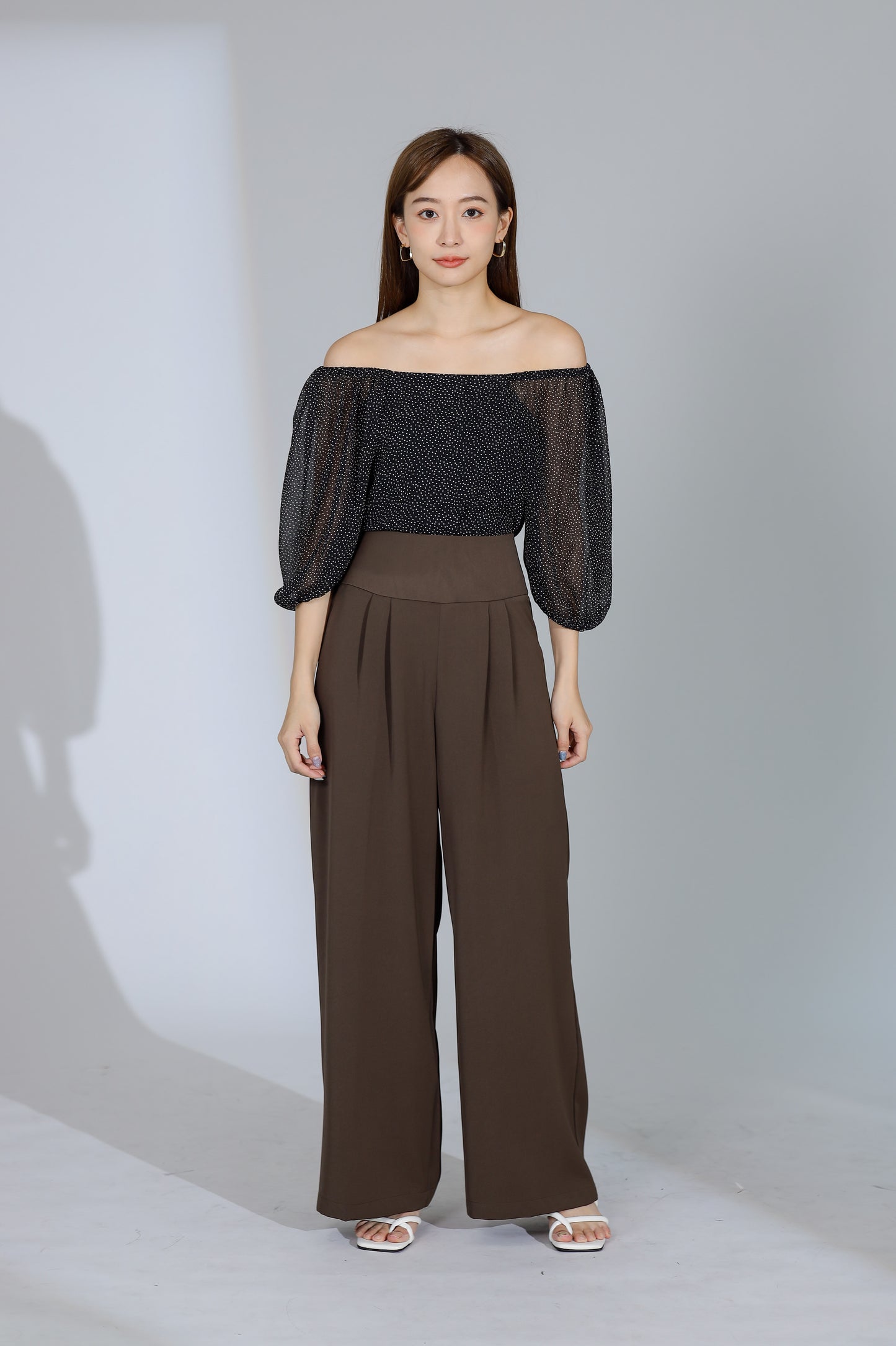 Idina Wide Waistband Pant - Dark Brown