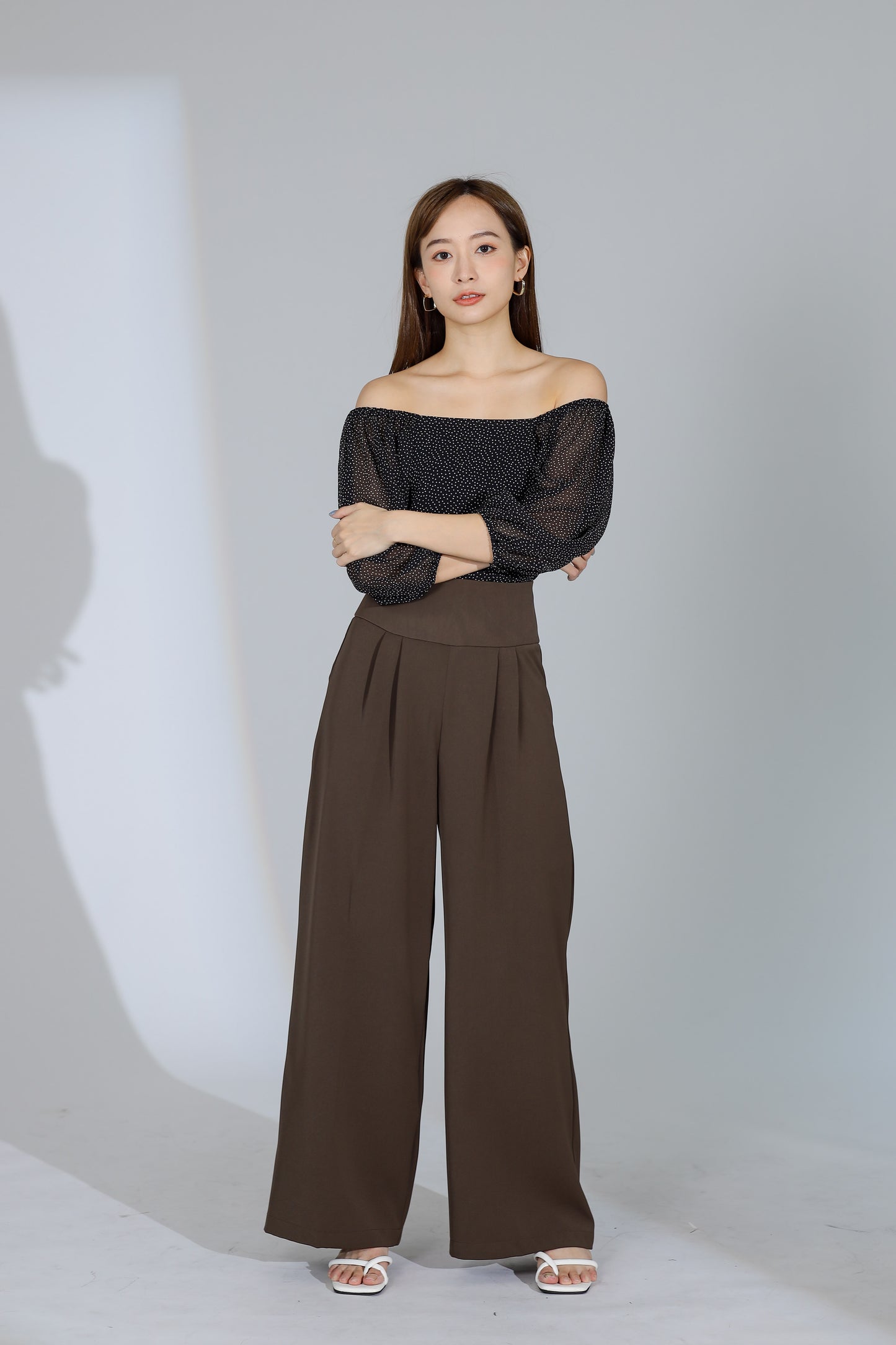 Idina Wide Waistband Pant - Dark Brown