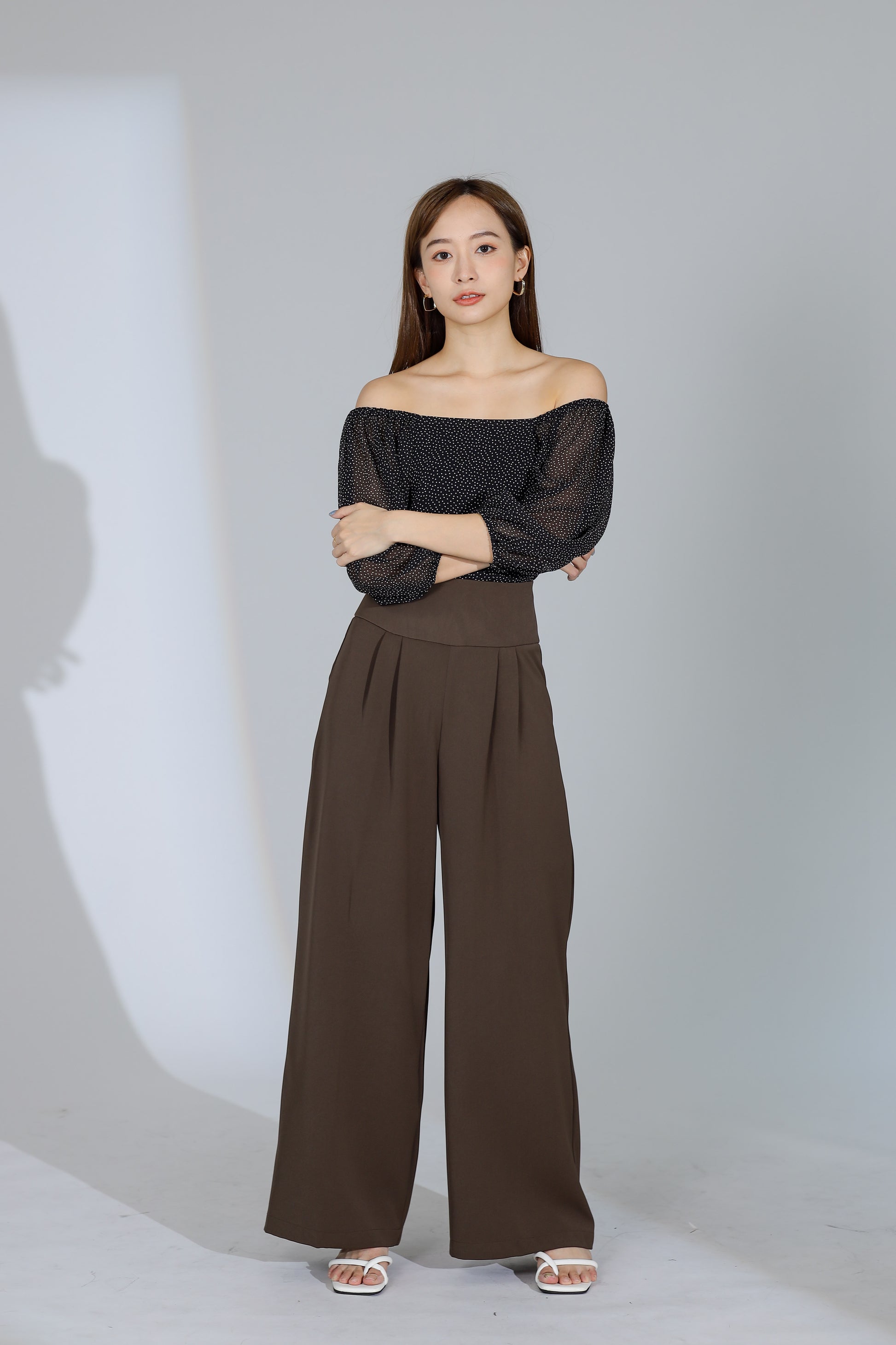 Idina Wide Waistband Pant - Dark Brown