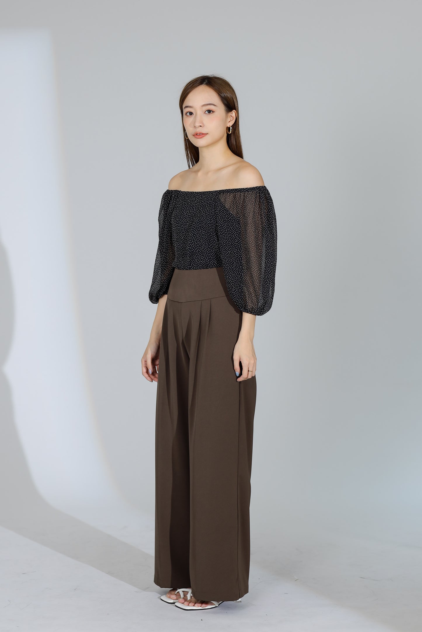 Idina Wide Waistband Pant - Dark Brown