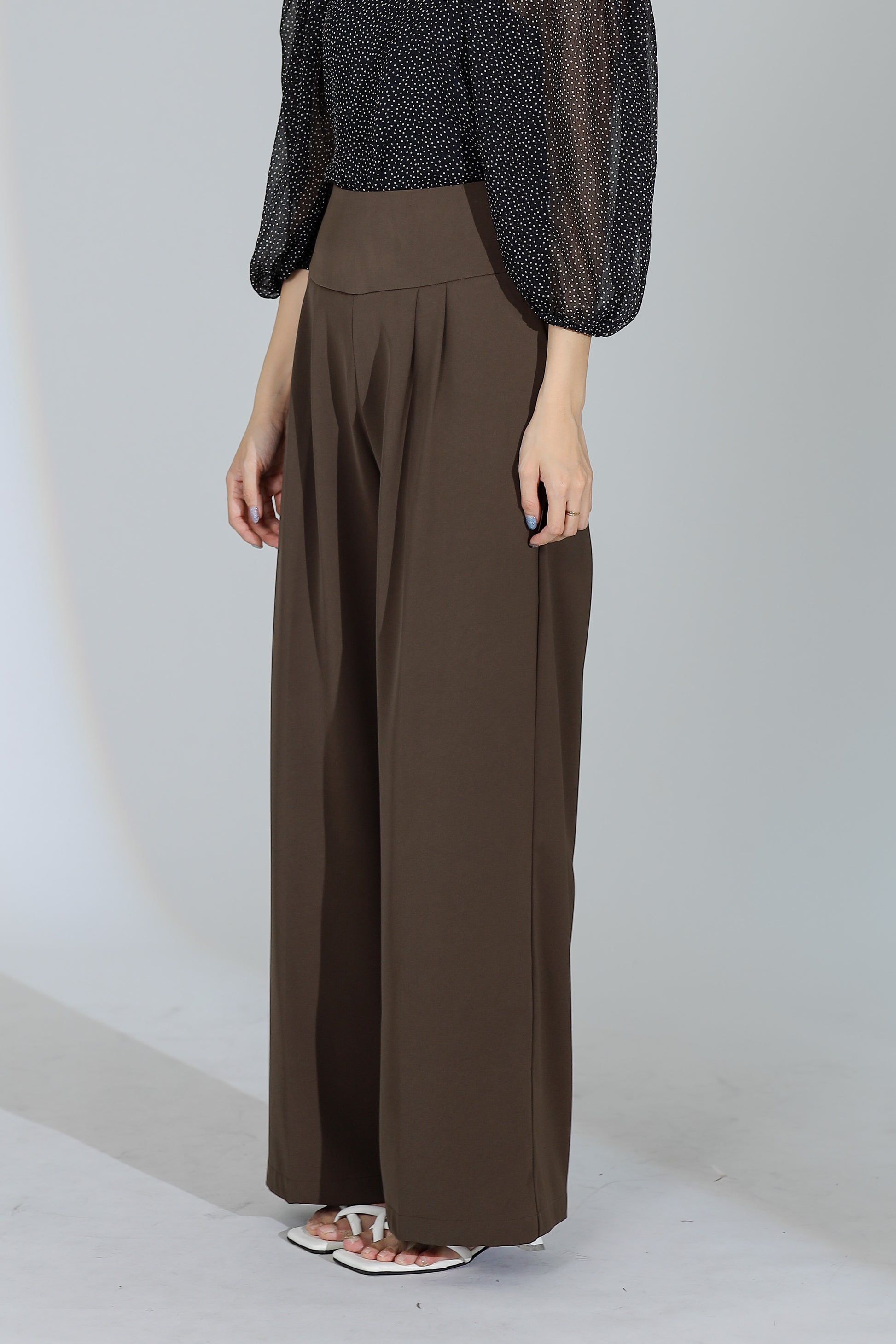 Idina Wide Waistband Pant - Dark Brown