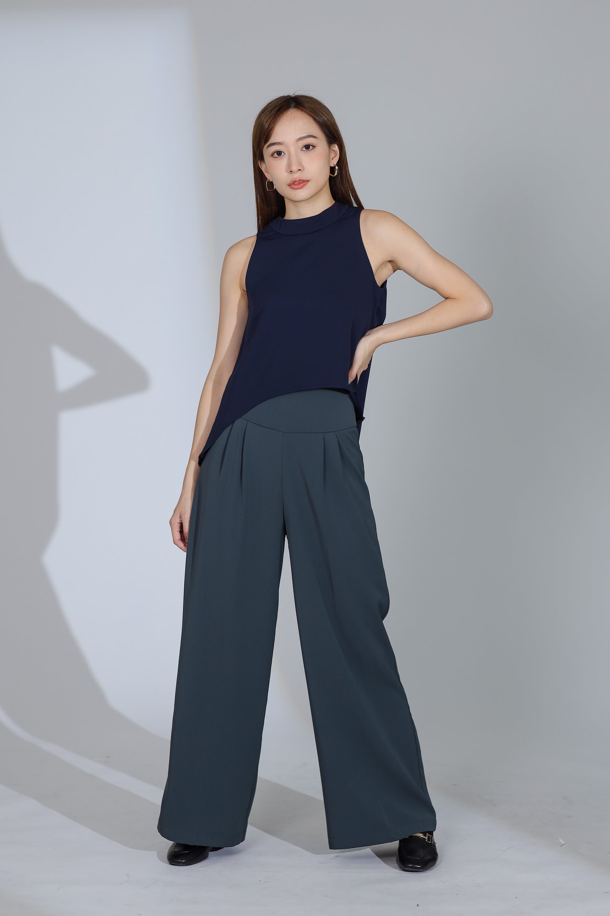 Idina Wide Waistband Pant - Grey