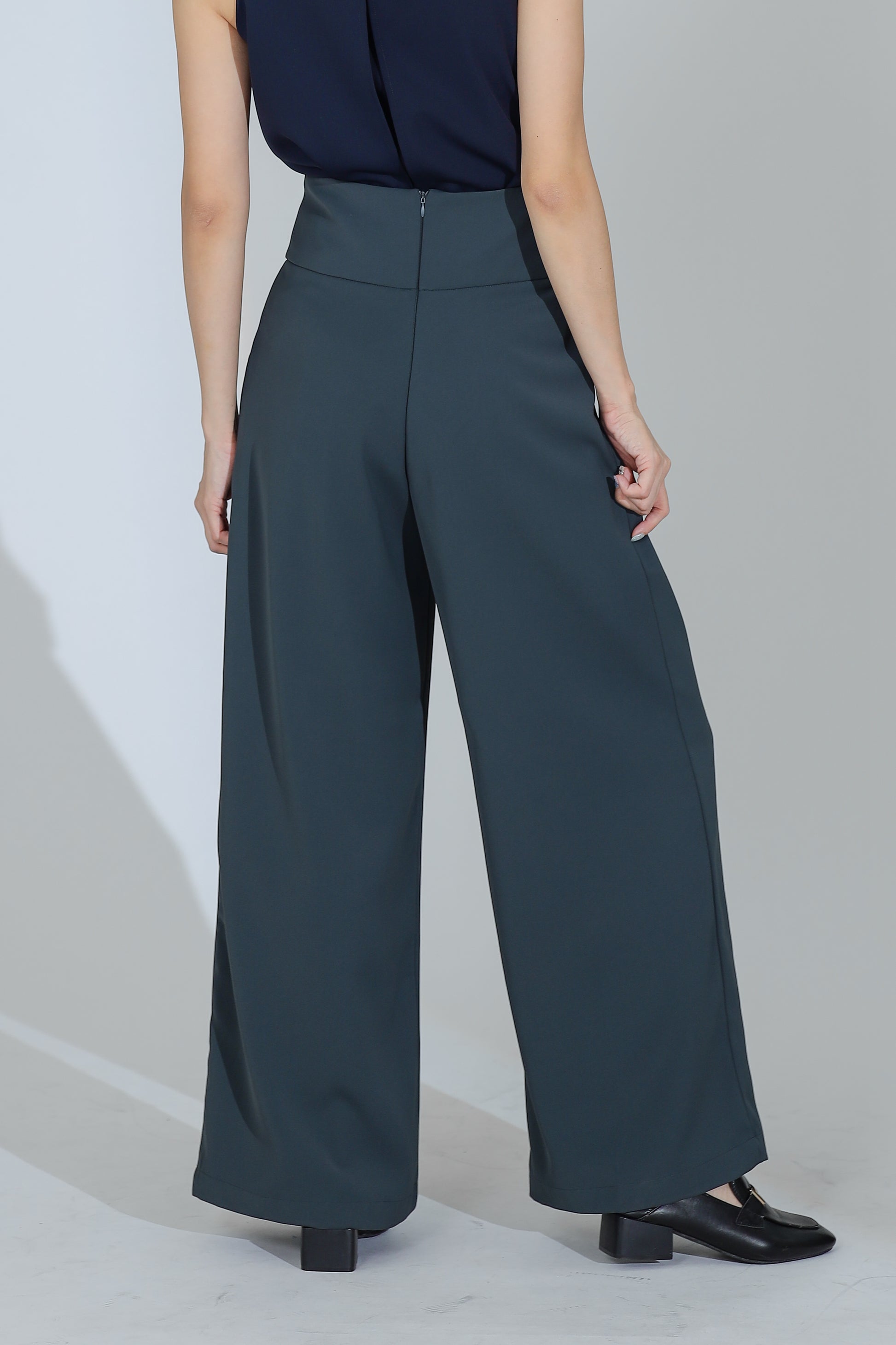 Idina Wide Waistband Pant - Grey