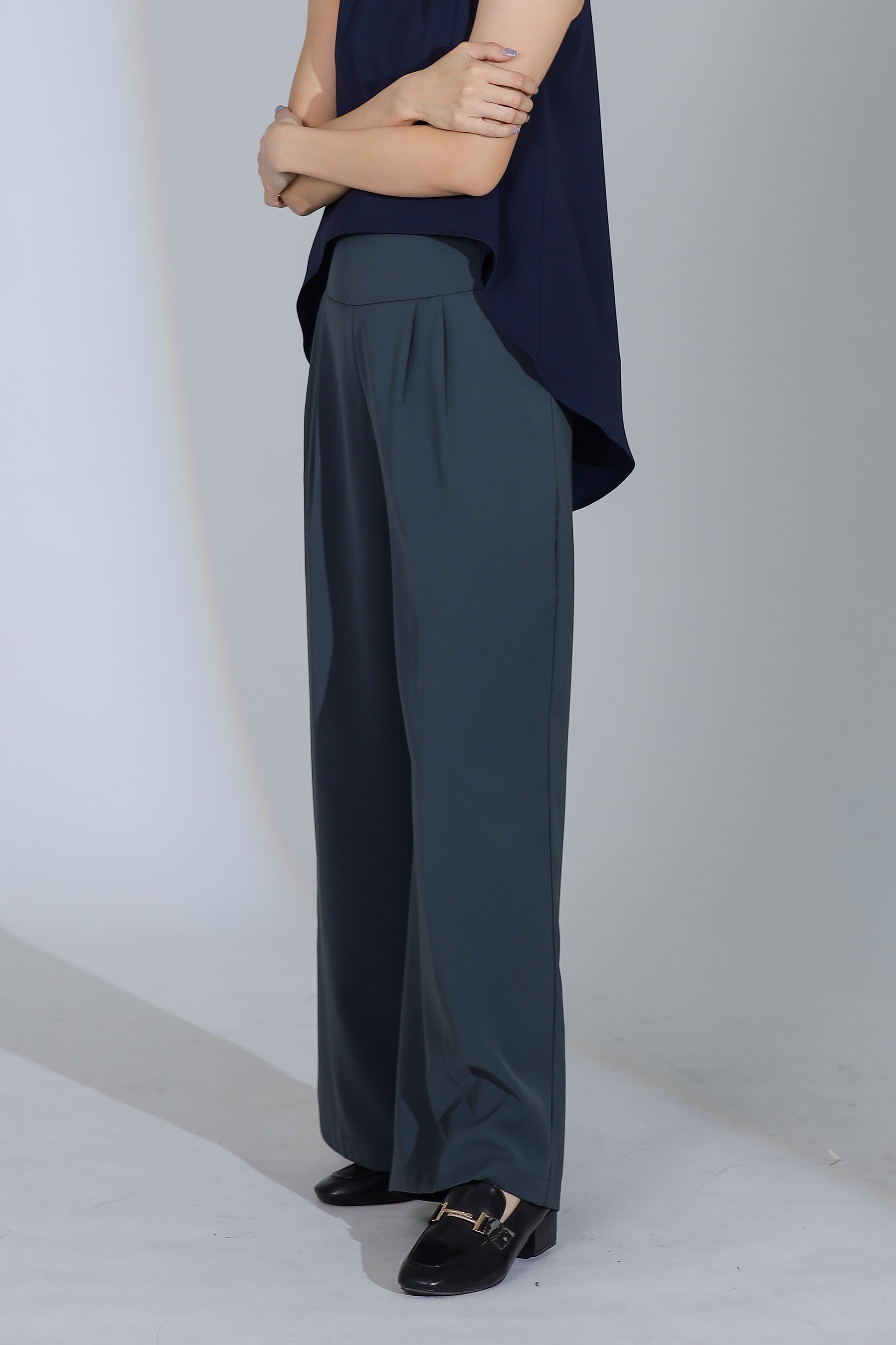 Idina Wide Waistband Pant - Grey