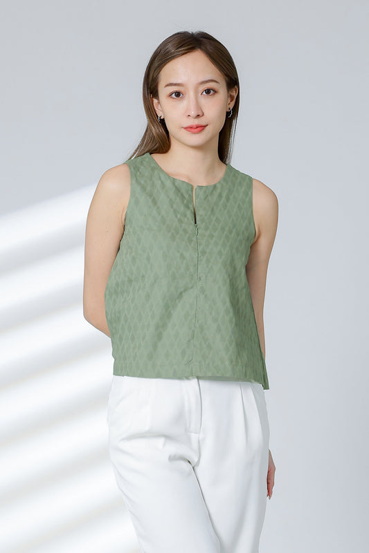 Isabel Zipper Round Neck - Sage