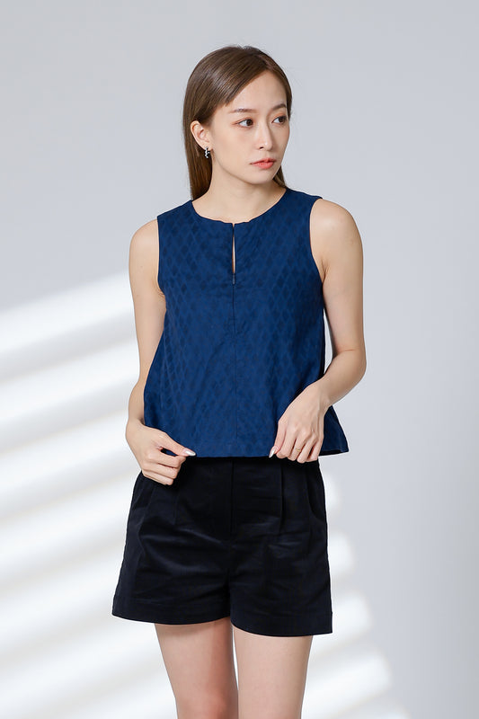 Isabel Zipper Round Neck - Navy