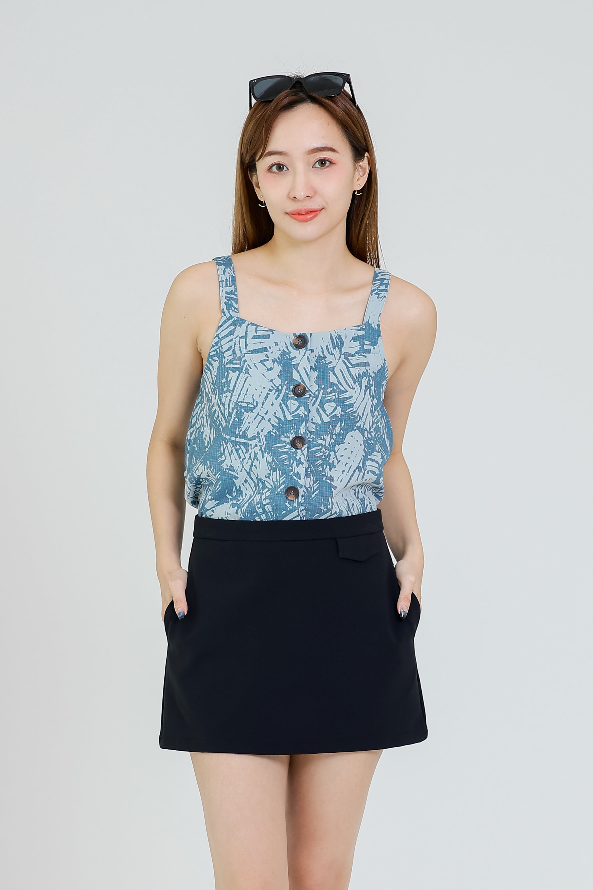 Ivy Printed Top - Denim