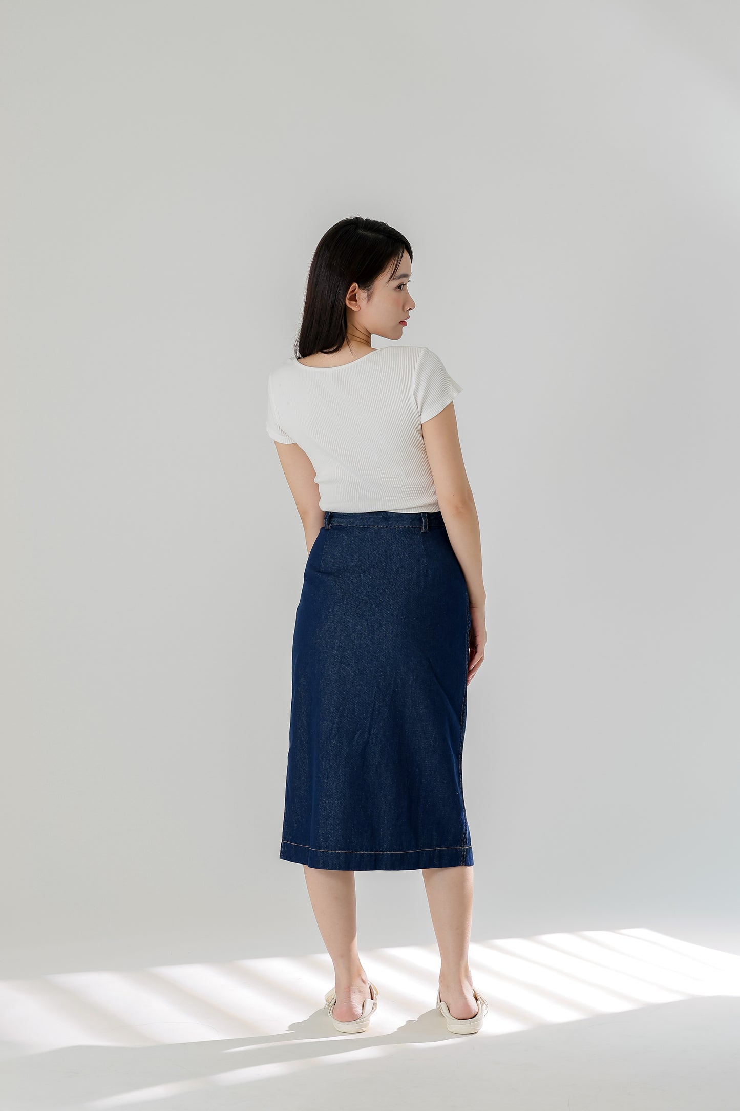 Jackie Front Slit Skirt - Dk Blue