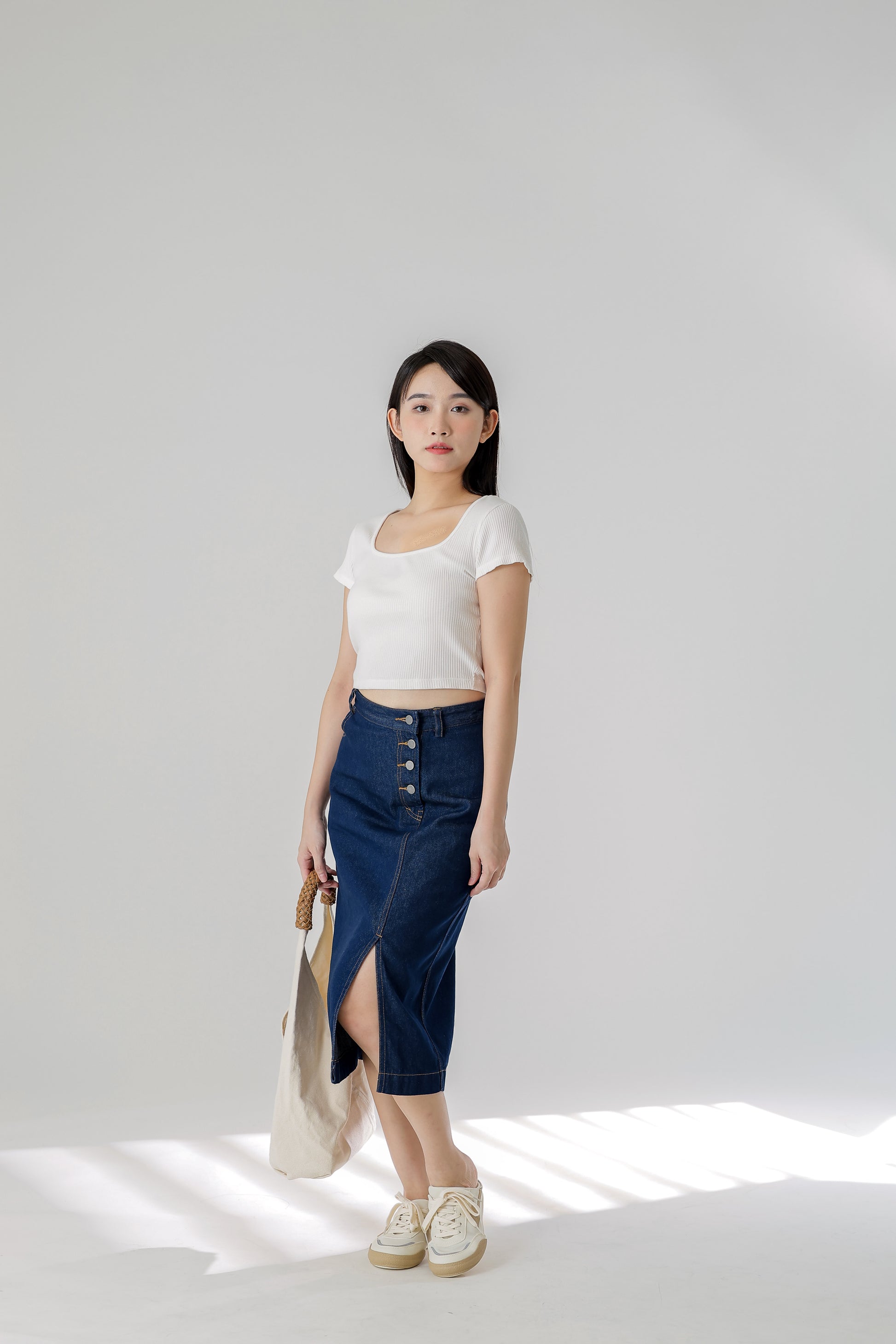 Jackie Front Slit Skirt - Dk Blue