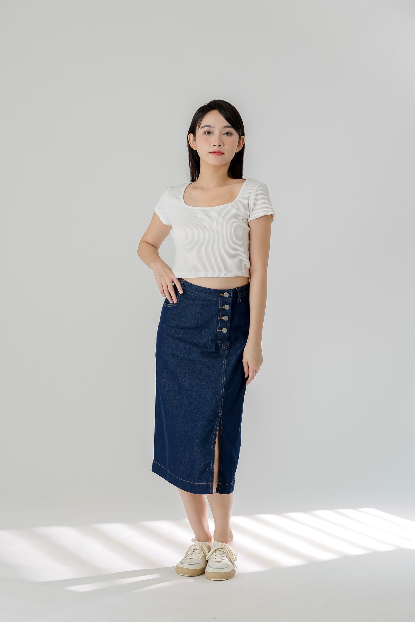 Jackie Front Slit Skirt - Dk Blue