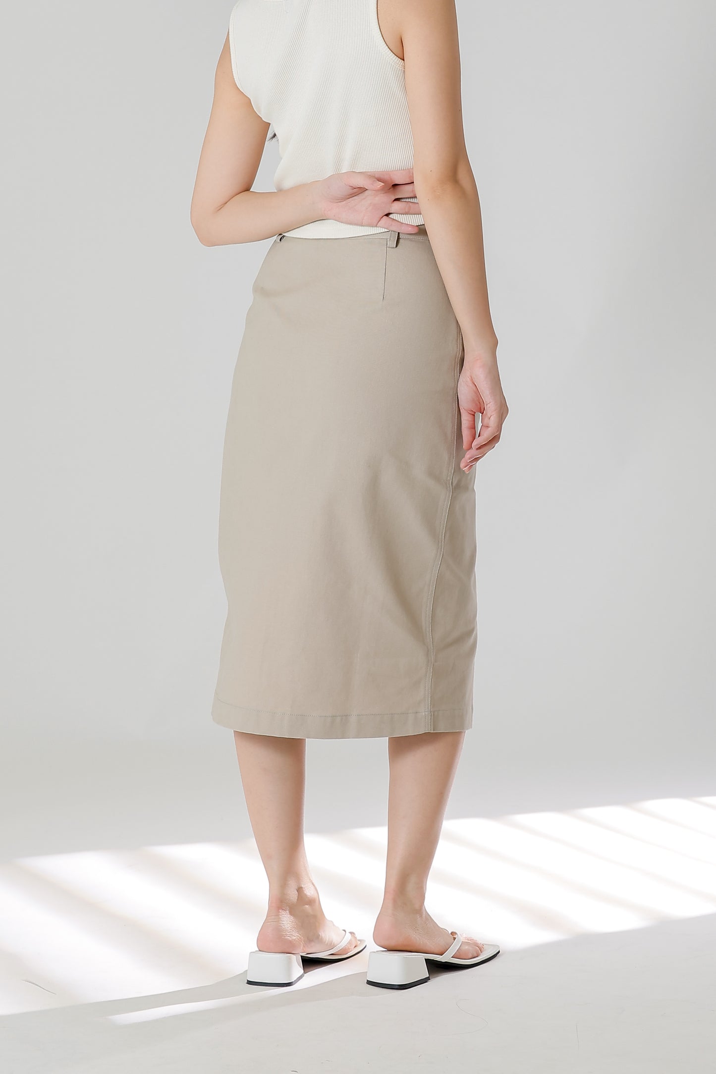 Jackie Front Slit Skirt - Cream