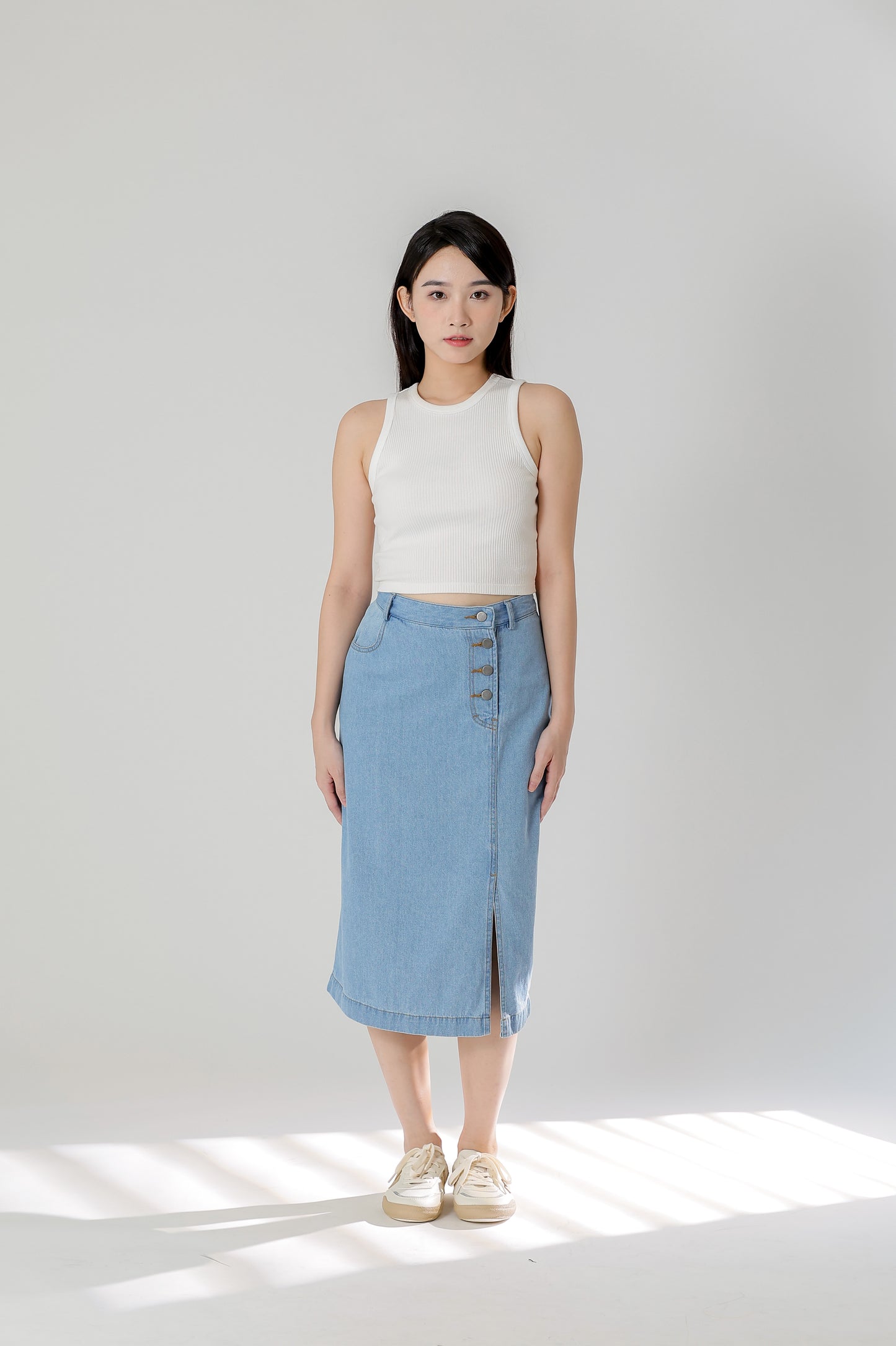 Jackie Front Slit Skirt - Lt Blue