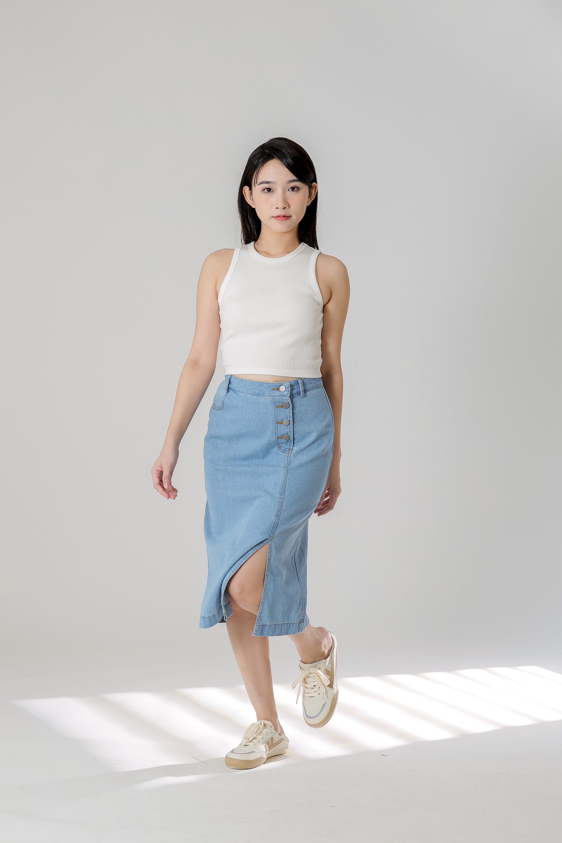 Jackie Front Slit Skirt - Lt Blue