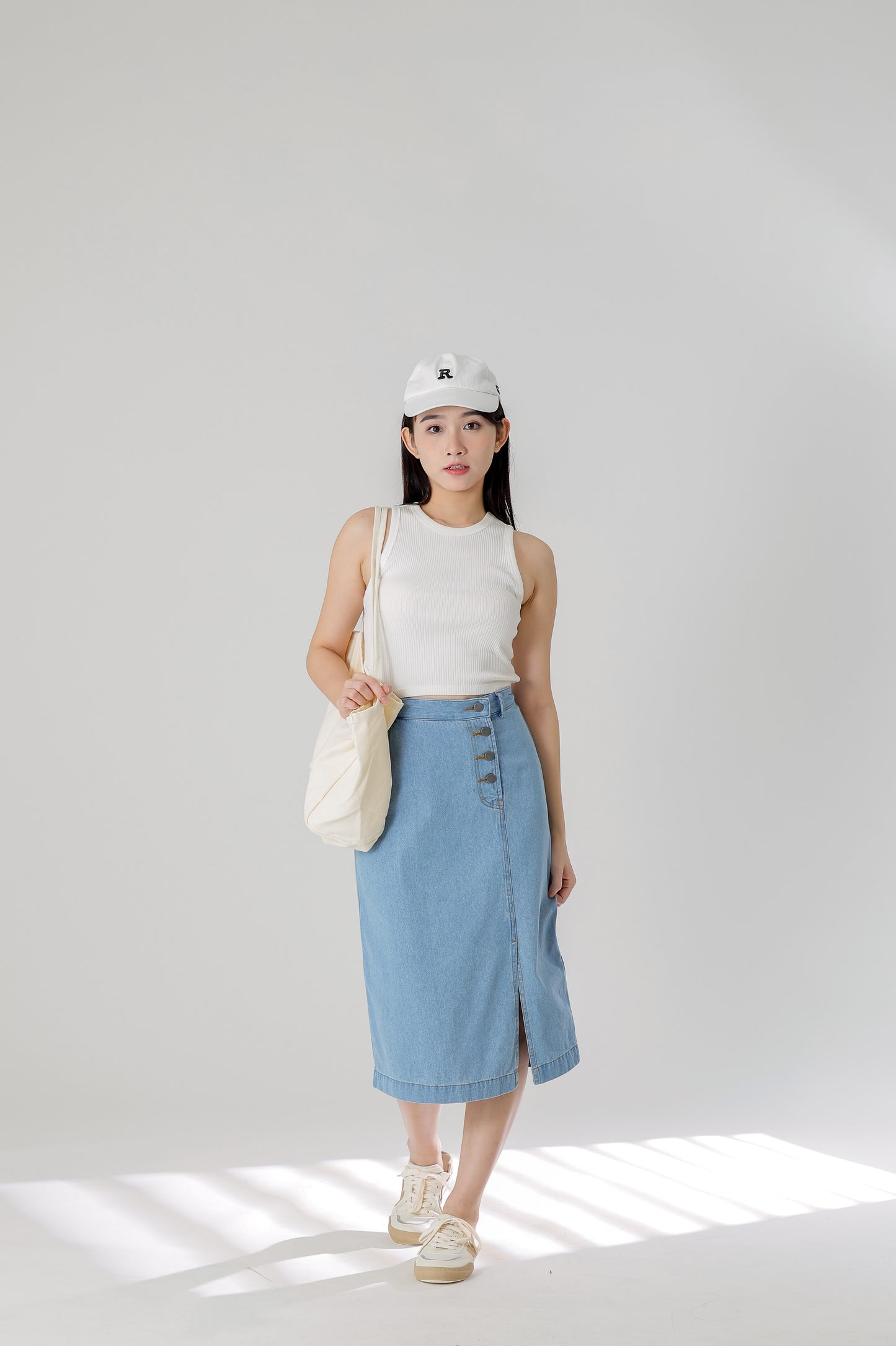 Jackie Front Slit Skirt - Lt Blue