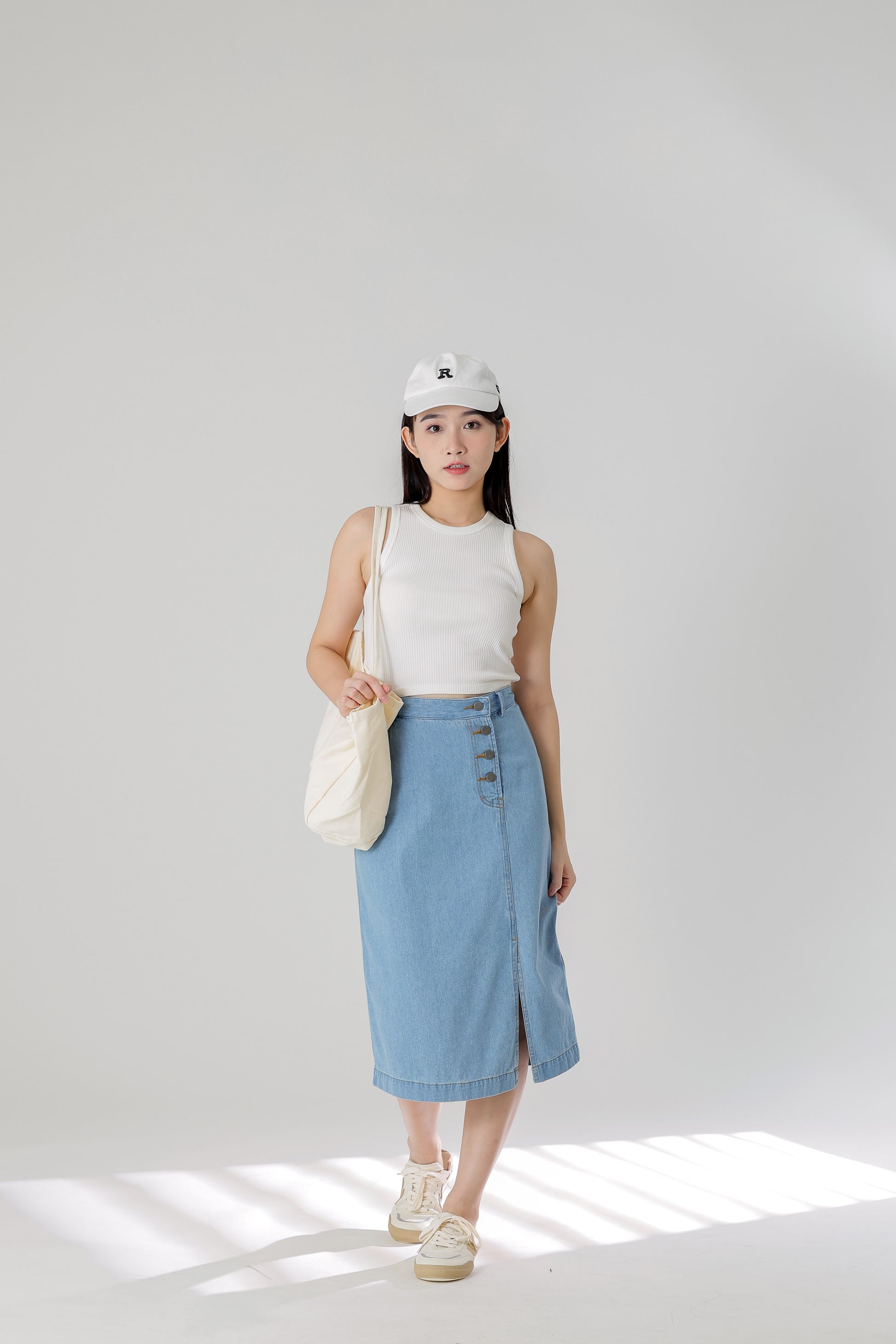 Jackie Front Slit Skirt - Lt Blue