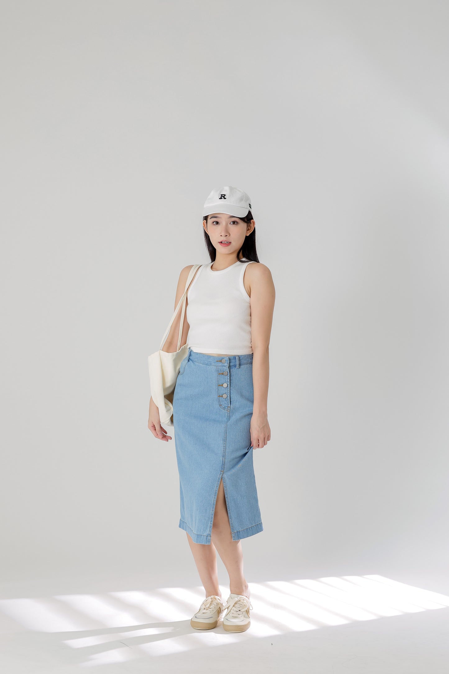 Jackie Front Slit Skirt - Lt Blue