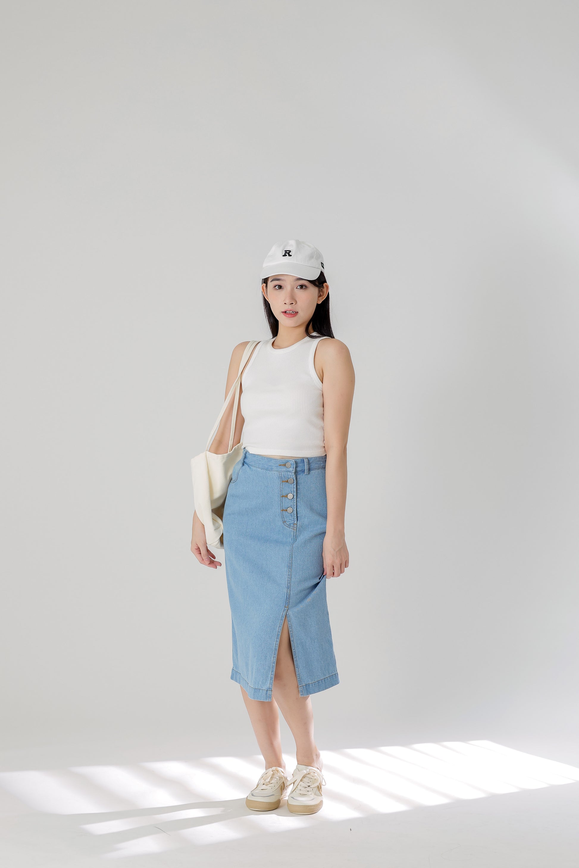 Jackie Front Slit Skirt - Lt Blue