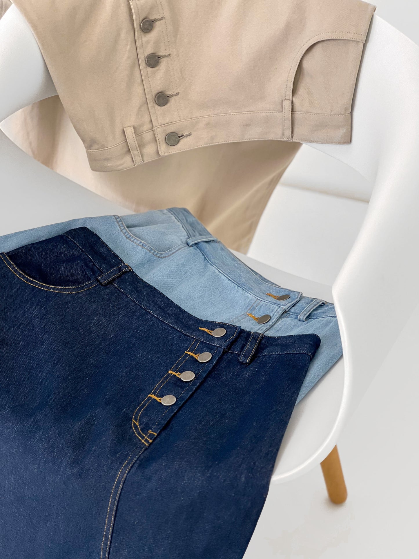 Jackie Front Slit Skirt - Dk Blue