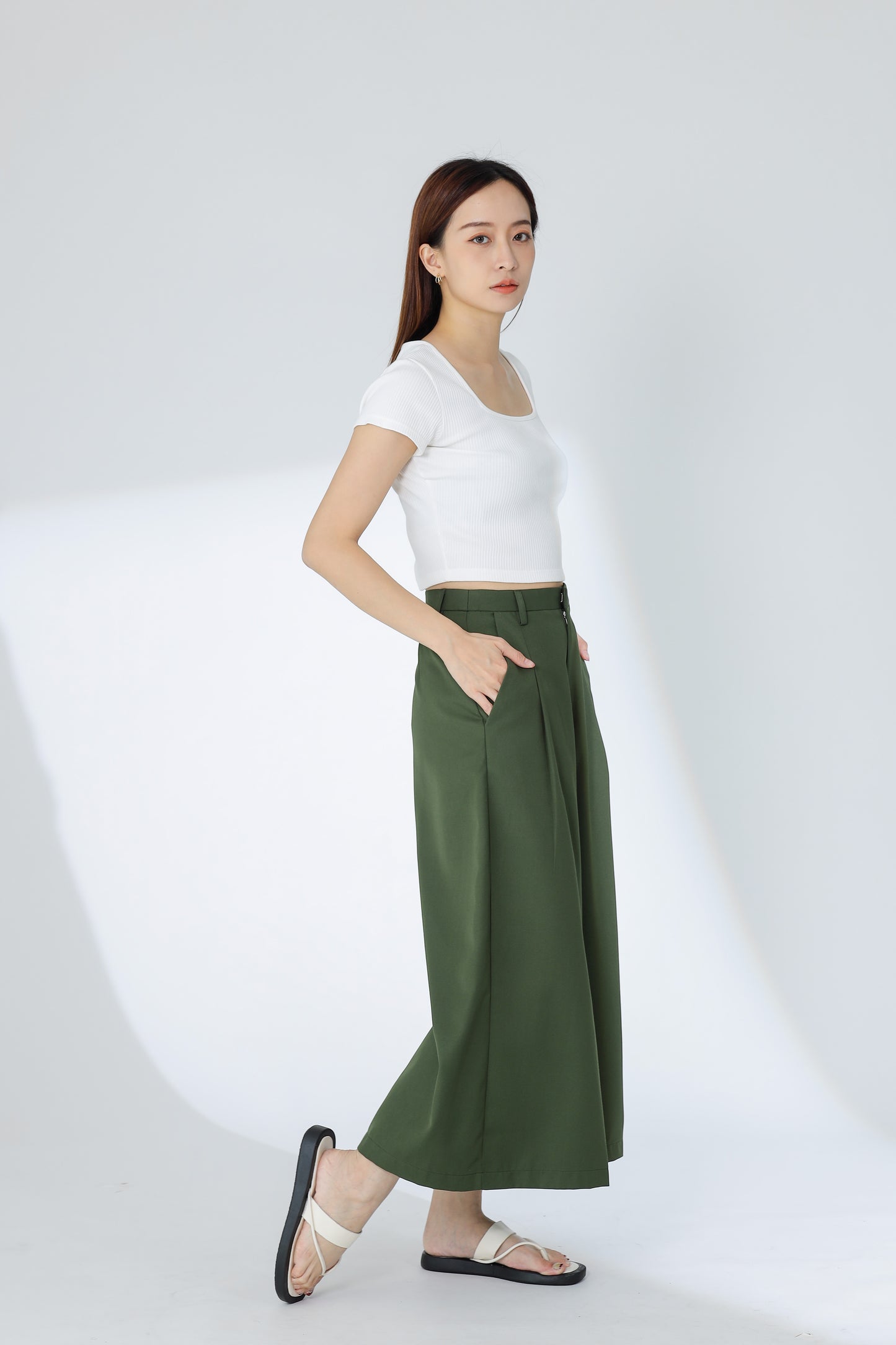 Jacqui Wide Leg Pant - Green