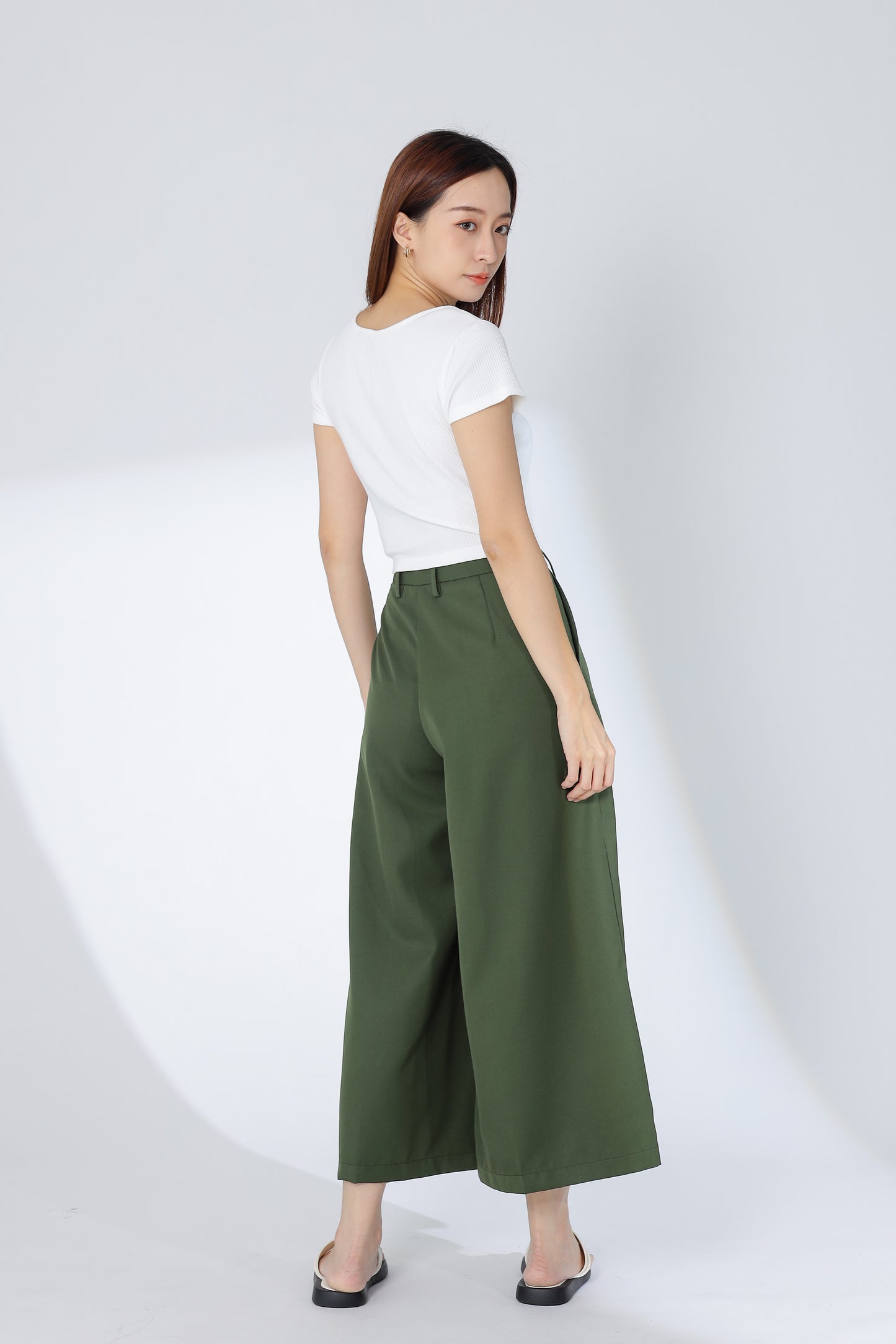 Jacqui Wide Leg Pant - Green