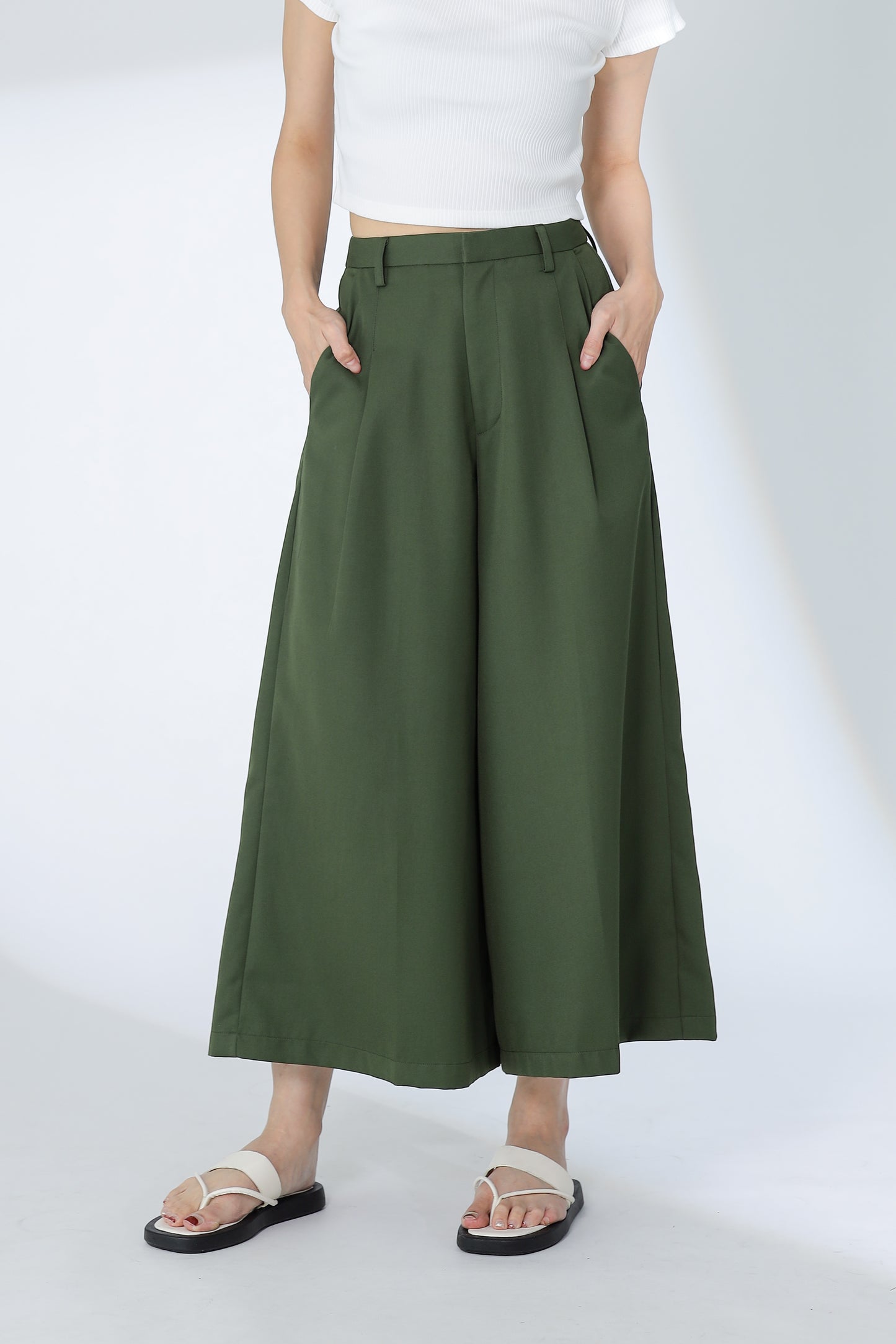 Jacqui Wide Leg Pant - Green