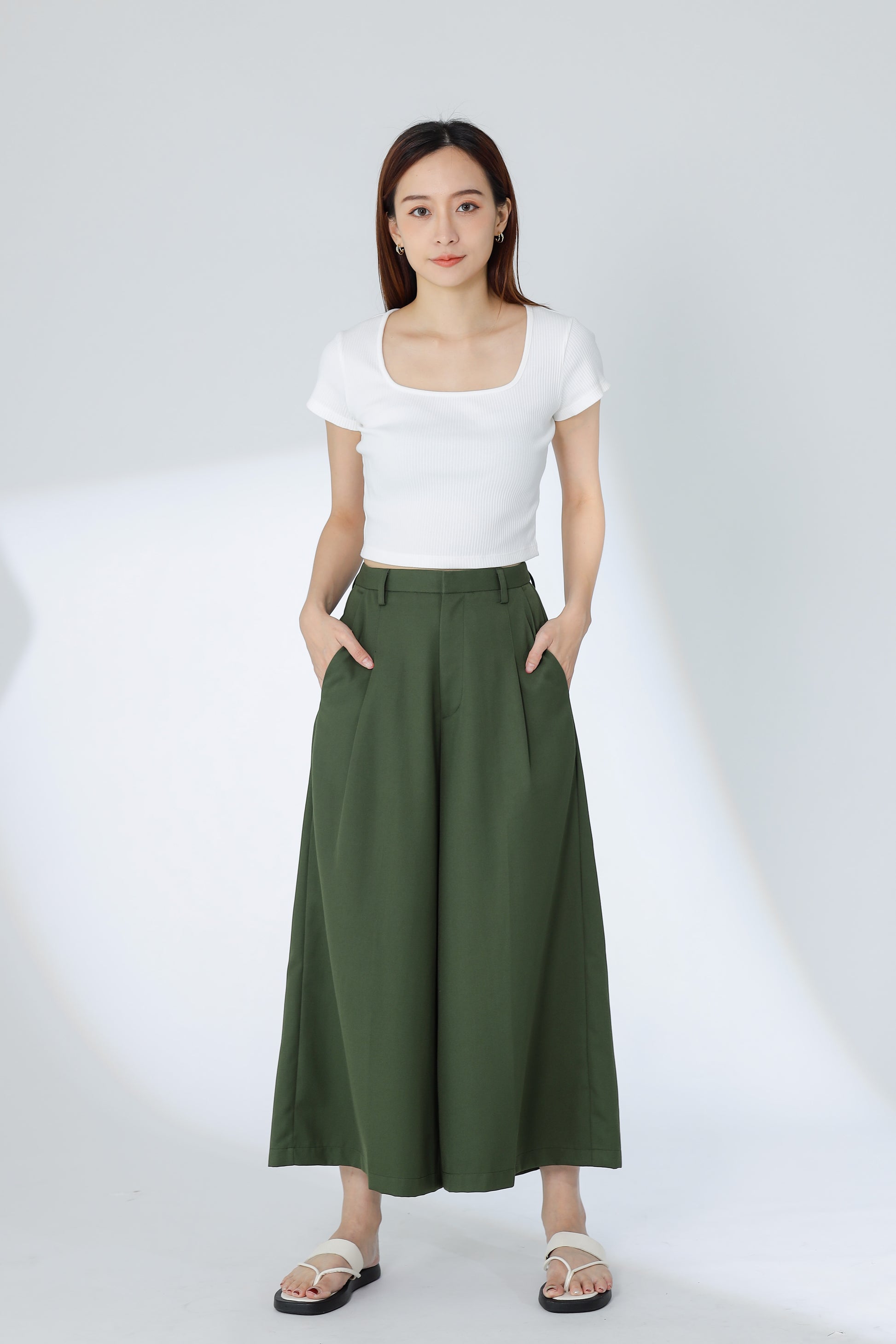 Jacqui Wide Leg Pant - Green