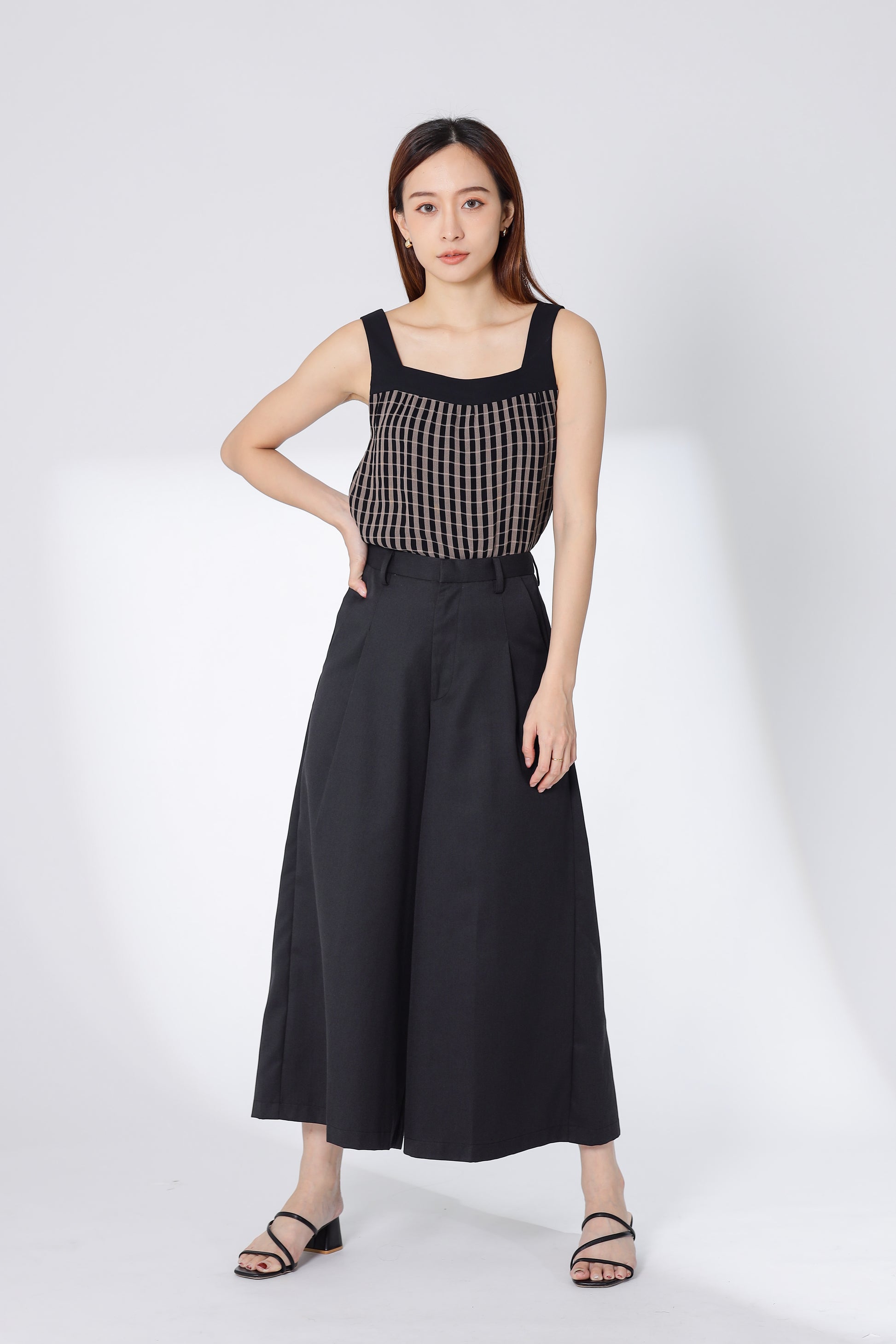 Jacqui Wide Leg Pant - Charcoal