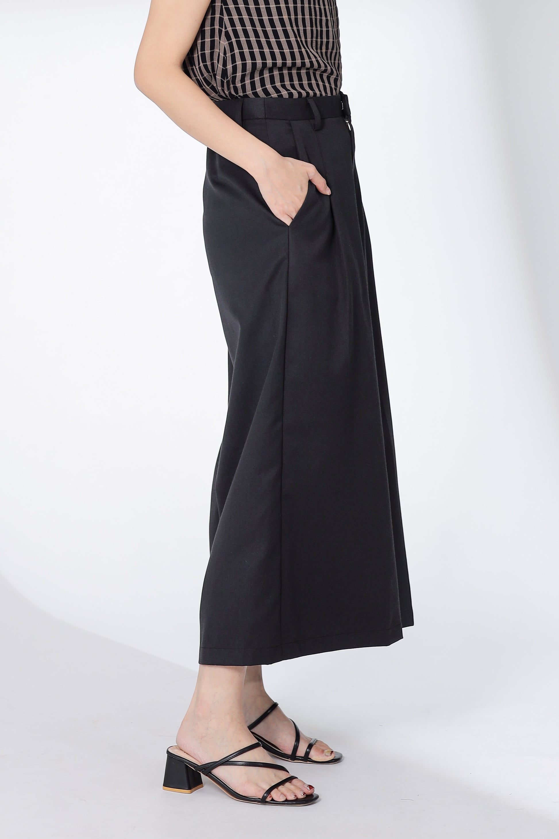 Jacqui Wide Leg Pant - Charcoal