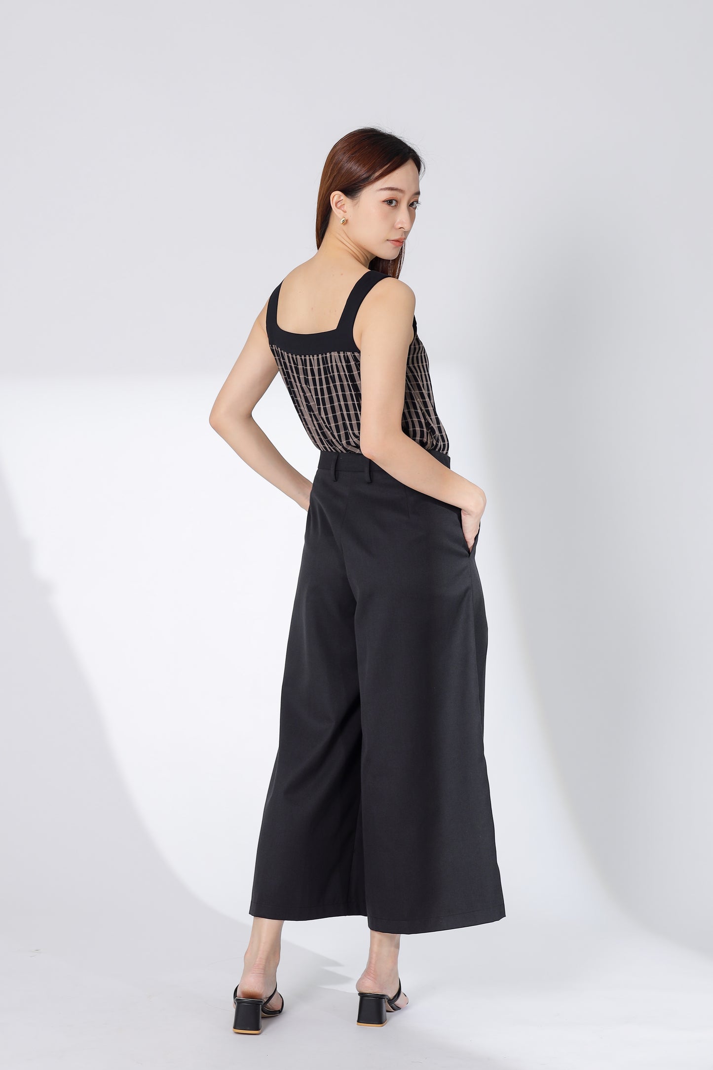 Jacqui Wide Leg Pant - Charcoal