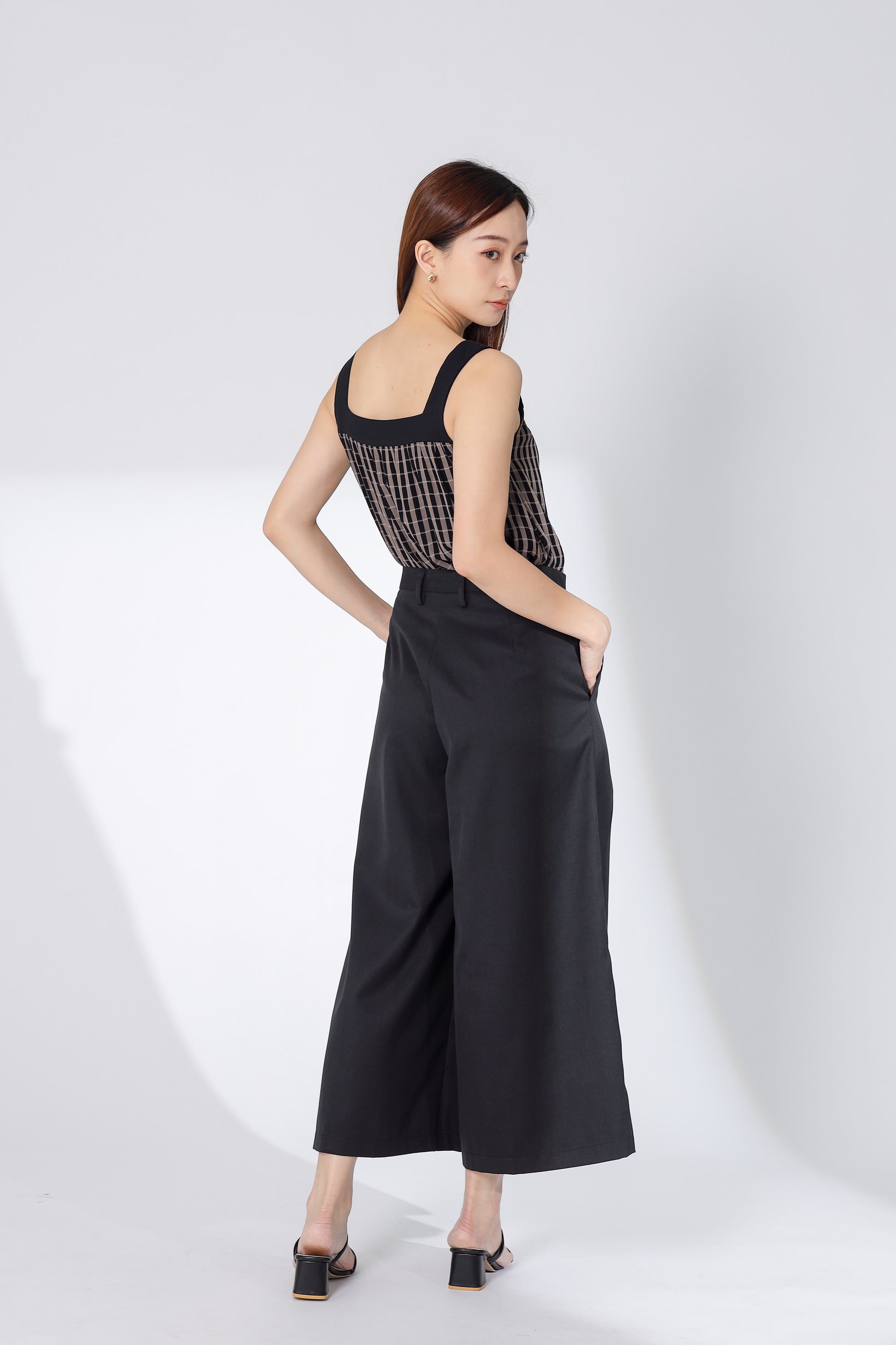 Jacqui Wide Leg Pant - Charcoal