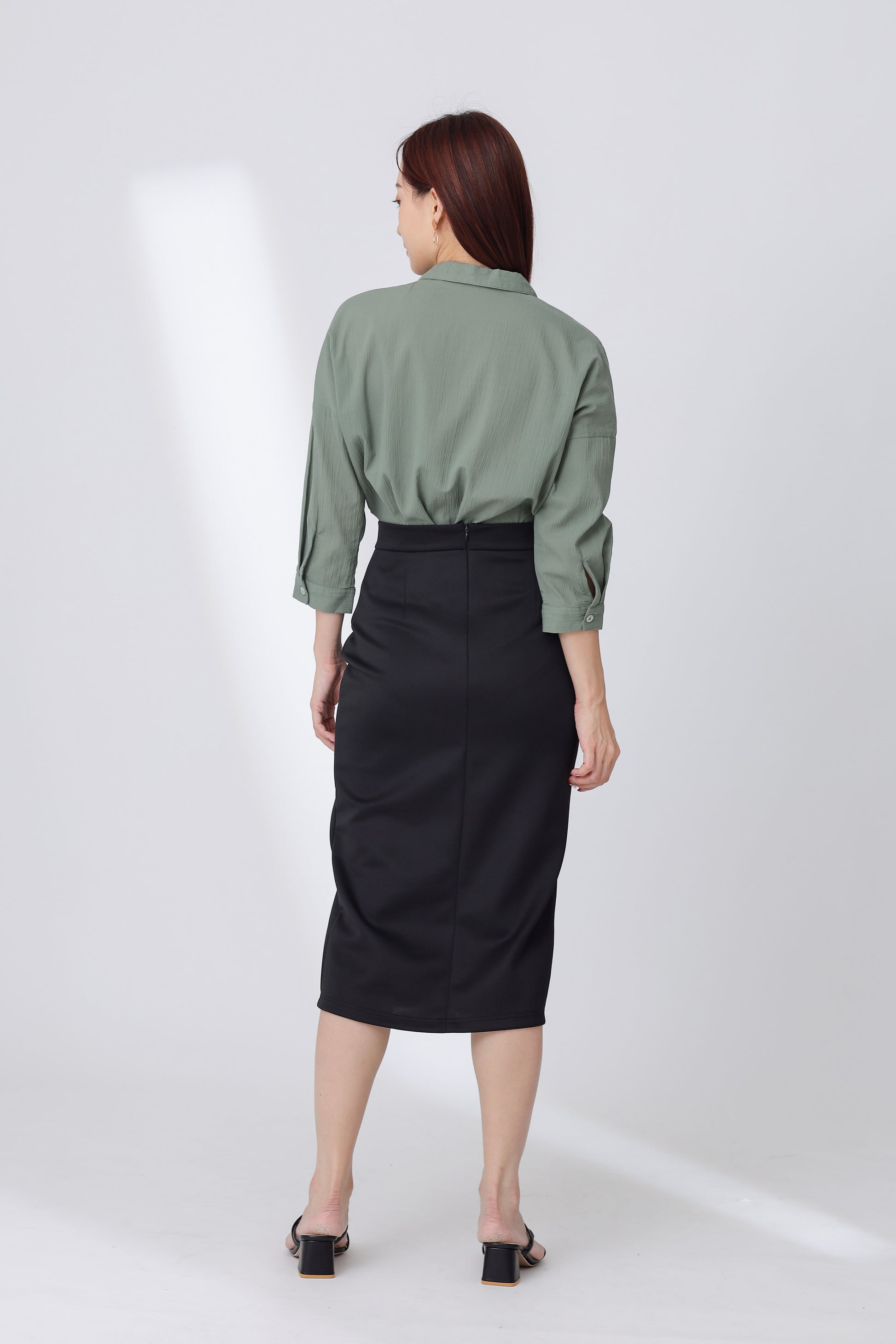 Jalisa Open Slit Pencil Skirt - Black