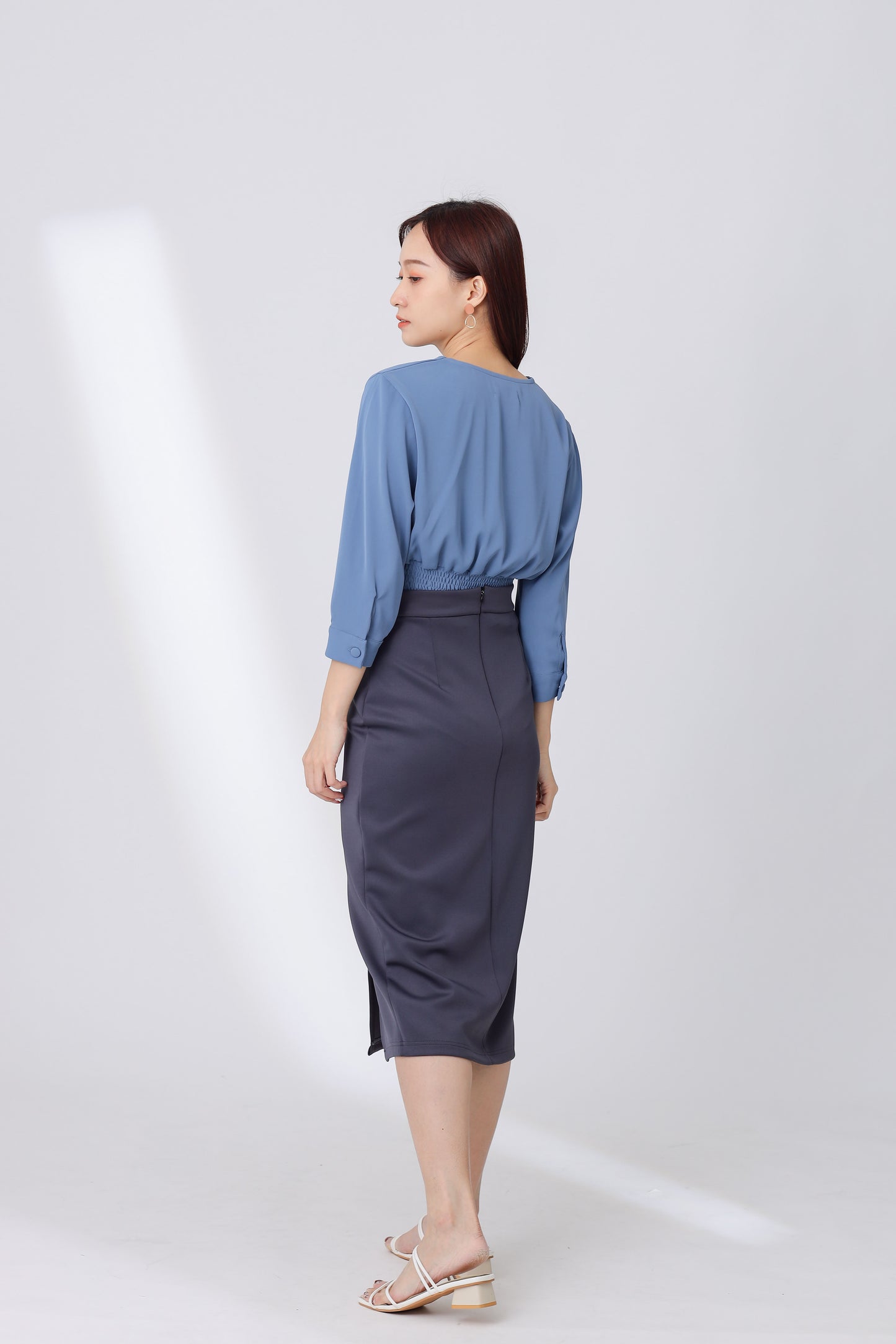 Jalisa Open Slit Pencil Skirt - Grey