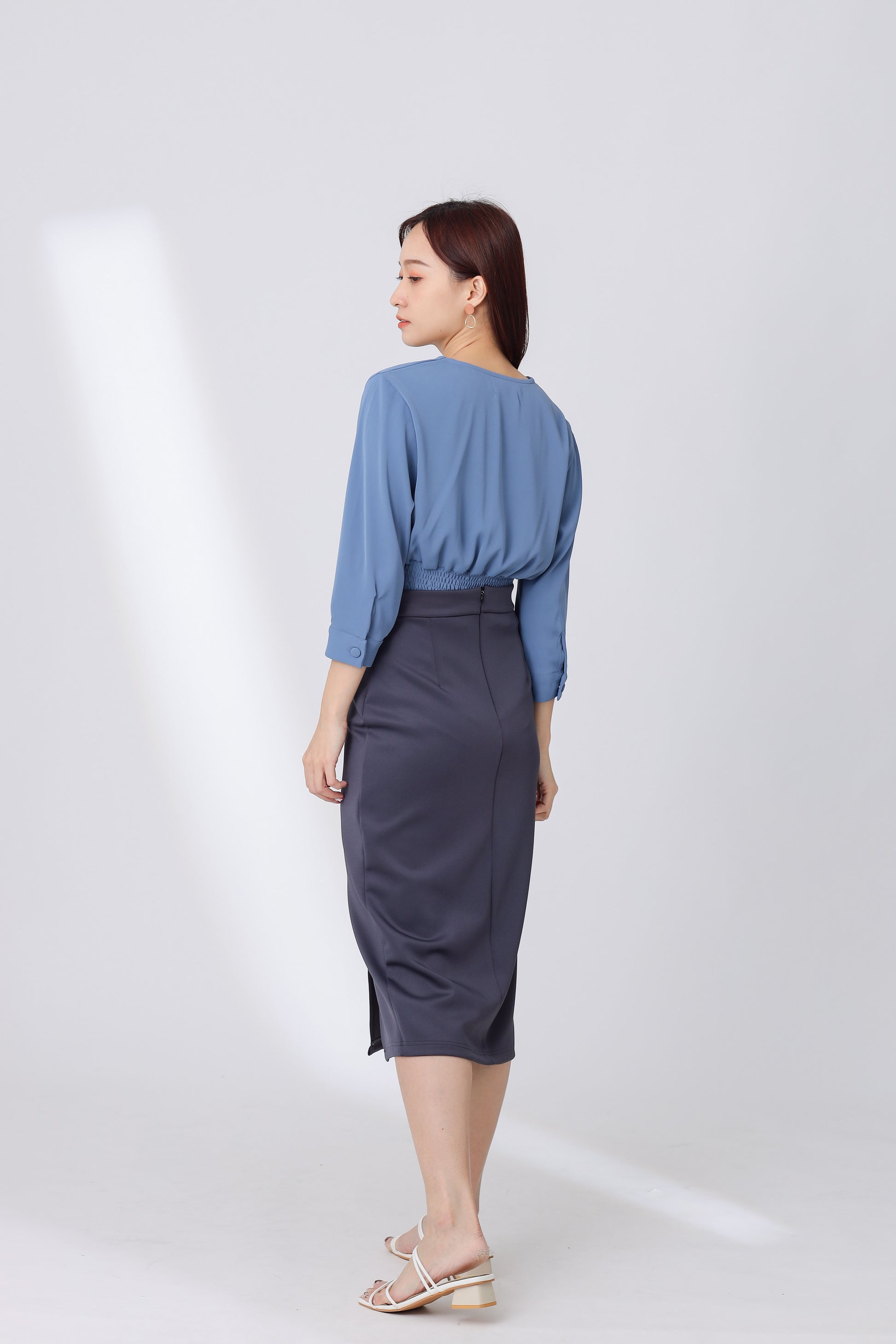 Jalisa Open Slit Pencil Skirt - Grey