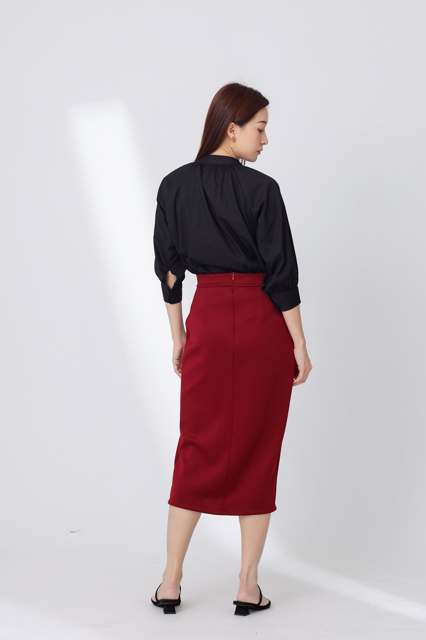 Jalisa Open Slit Pencil Skirt - Maroon