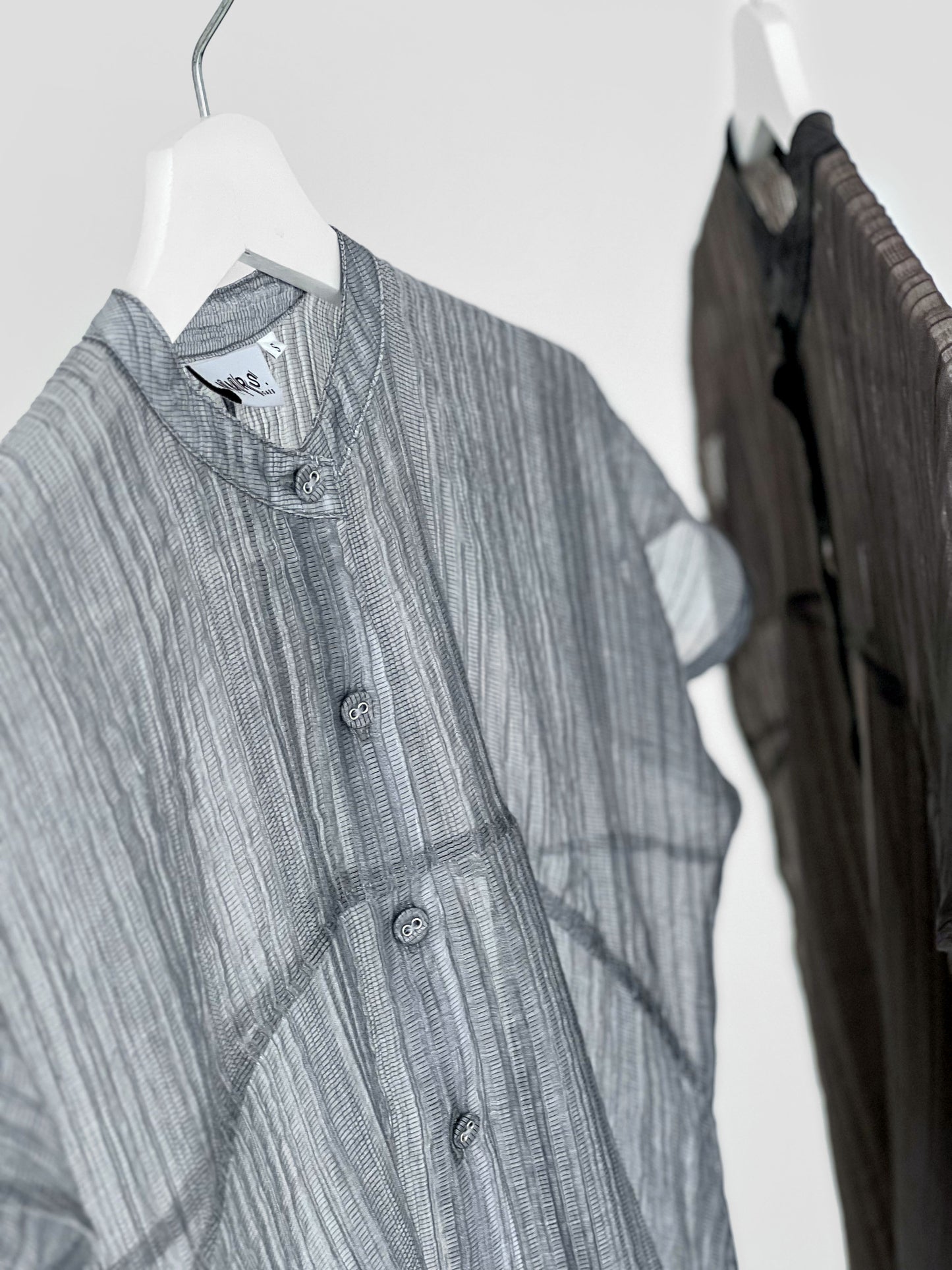 Jamie Sheer Mandrain Collar Blouse - Grey