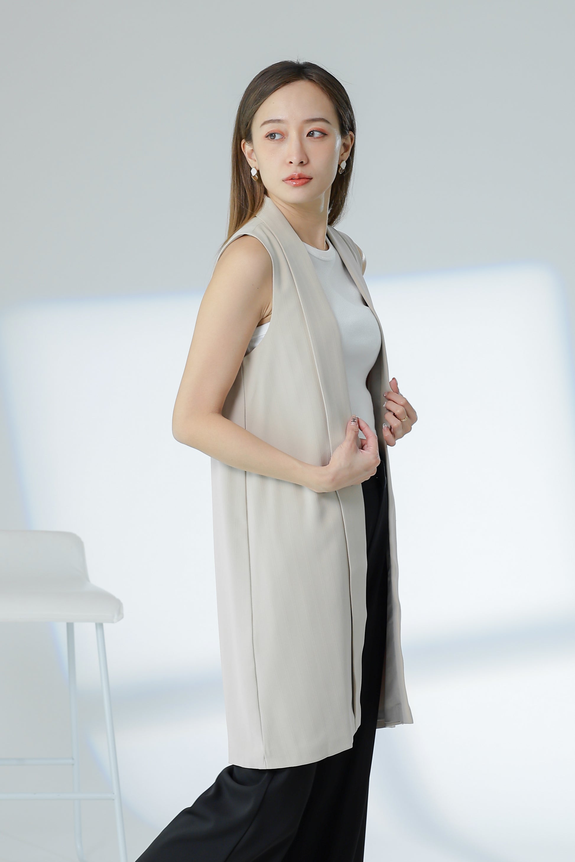 Jaylor Shawl Lapel Vest - Beige