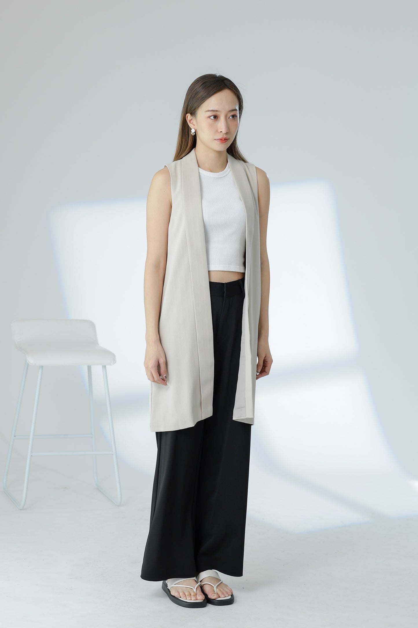 Jaylor Shawl Lapel Vest - Beige