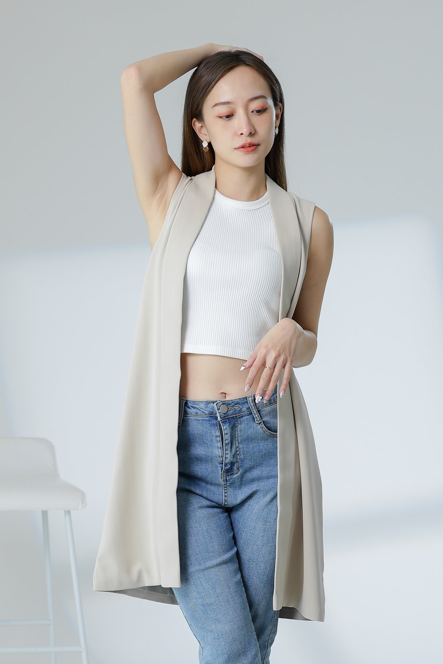 Jaylor Shawl Lapel Vest - Beige