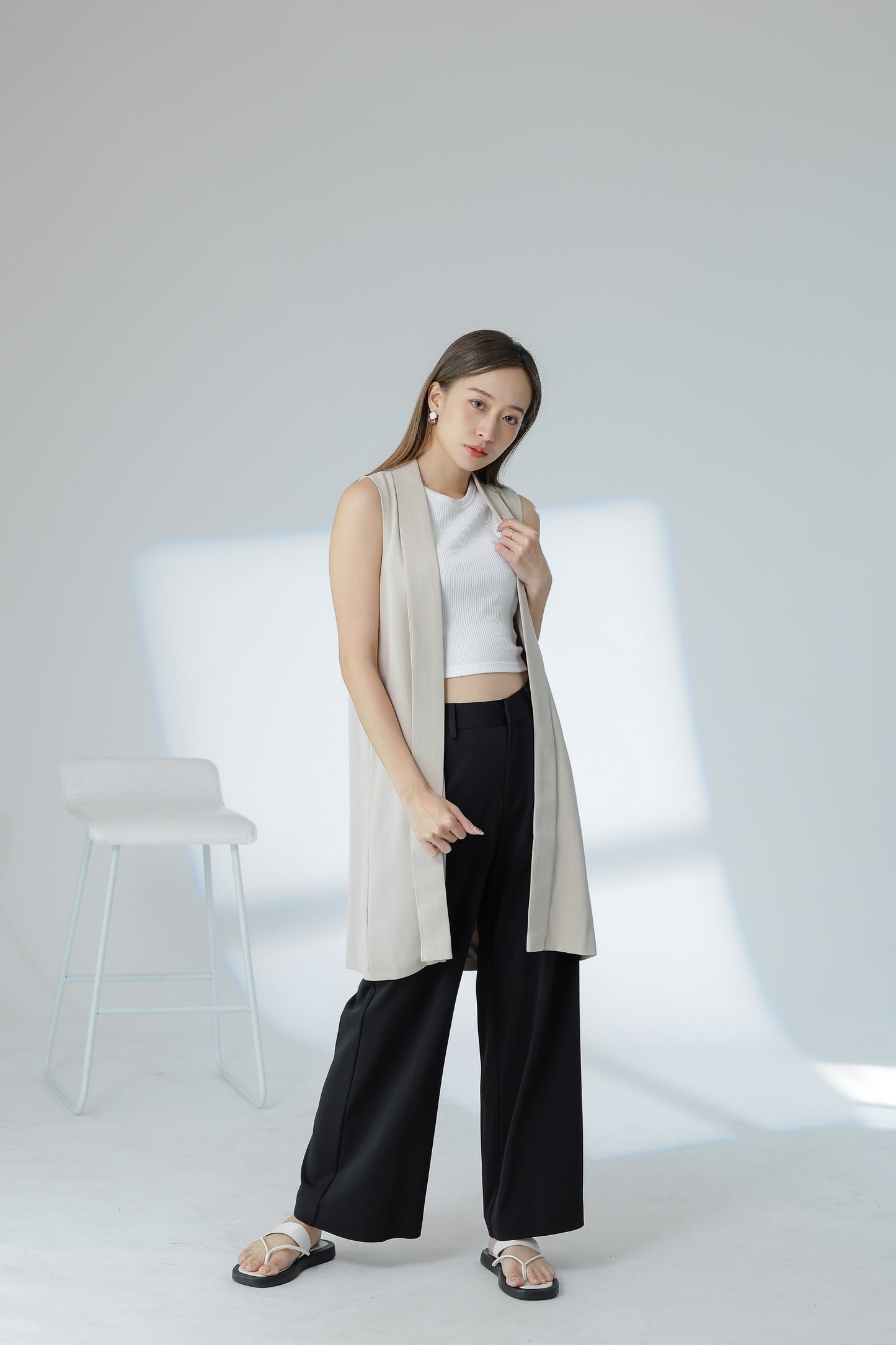 Jaylor Shawl Lapel Vest - Beige