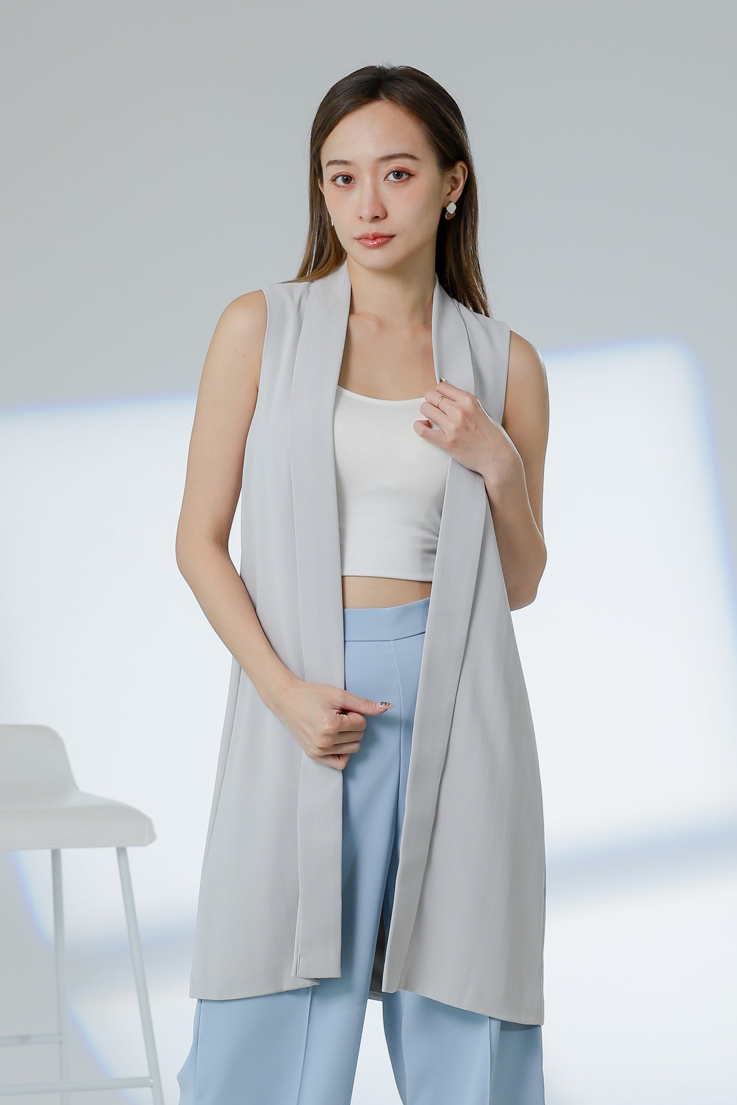 Jaylor Shawl Lapel Vest - Light Grey