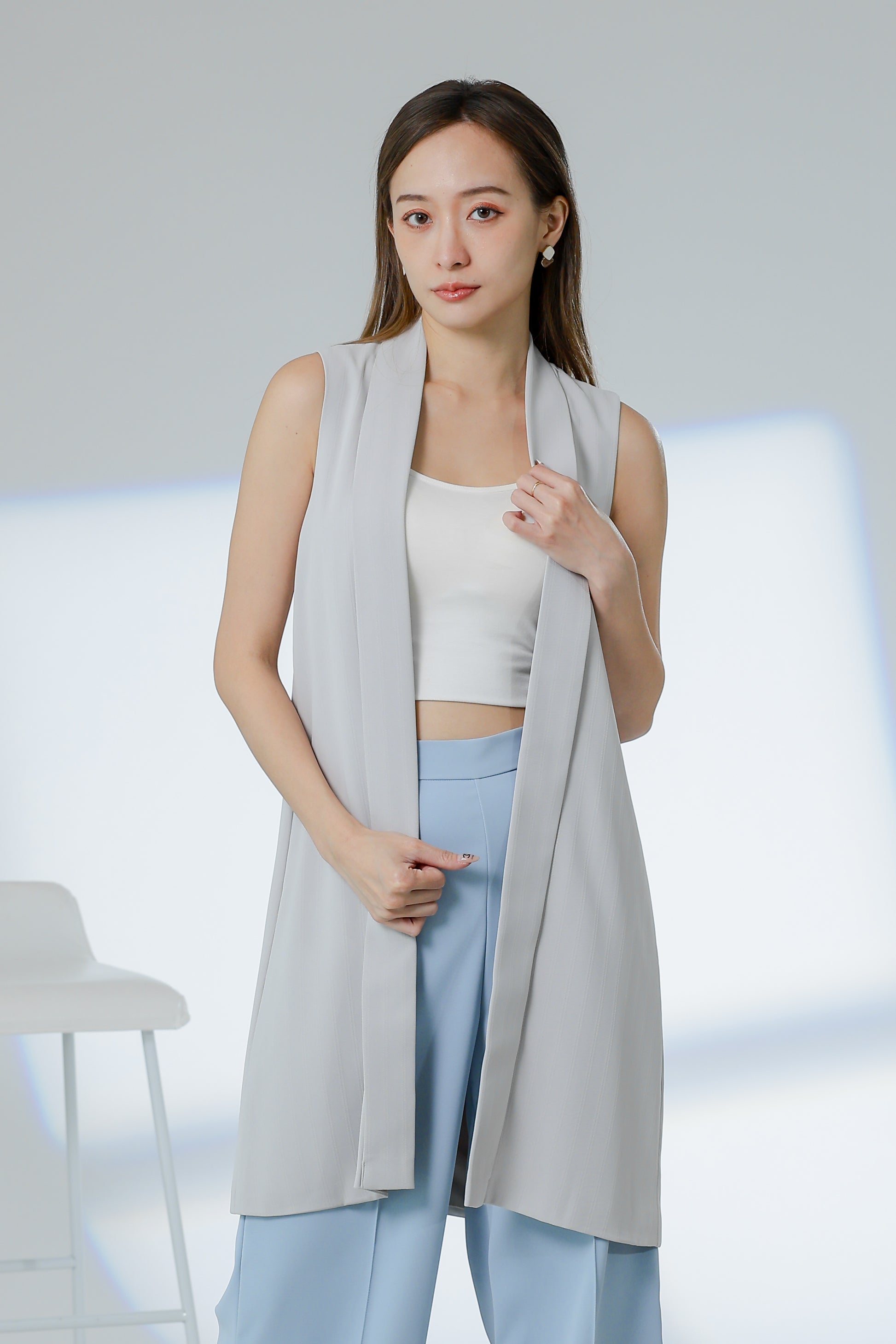 Jaylor Shawl Lapel Vest - Light Grey